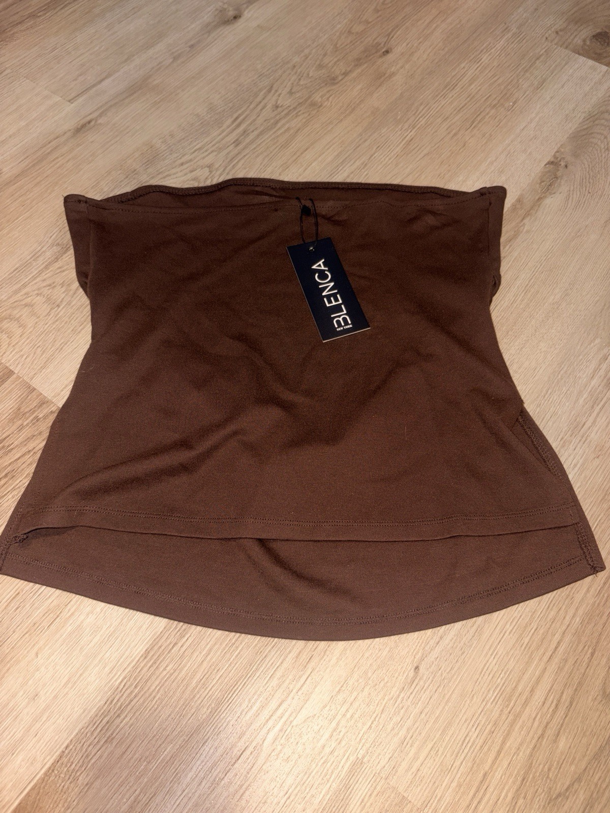 BLENCA Brown Solid Strapless Pullover Sleeveless Tube Top Size L Regular