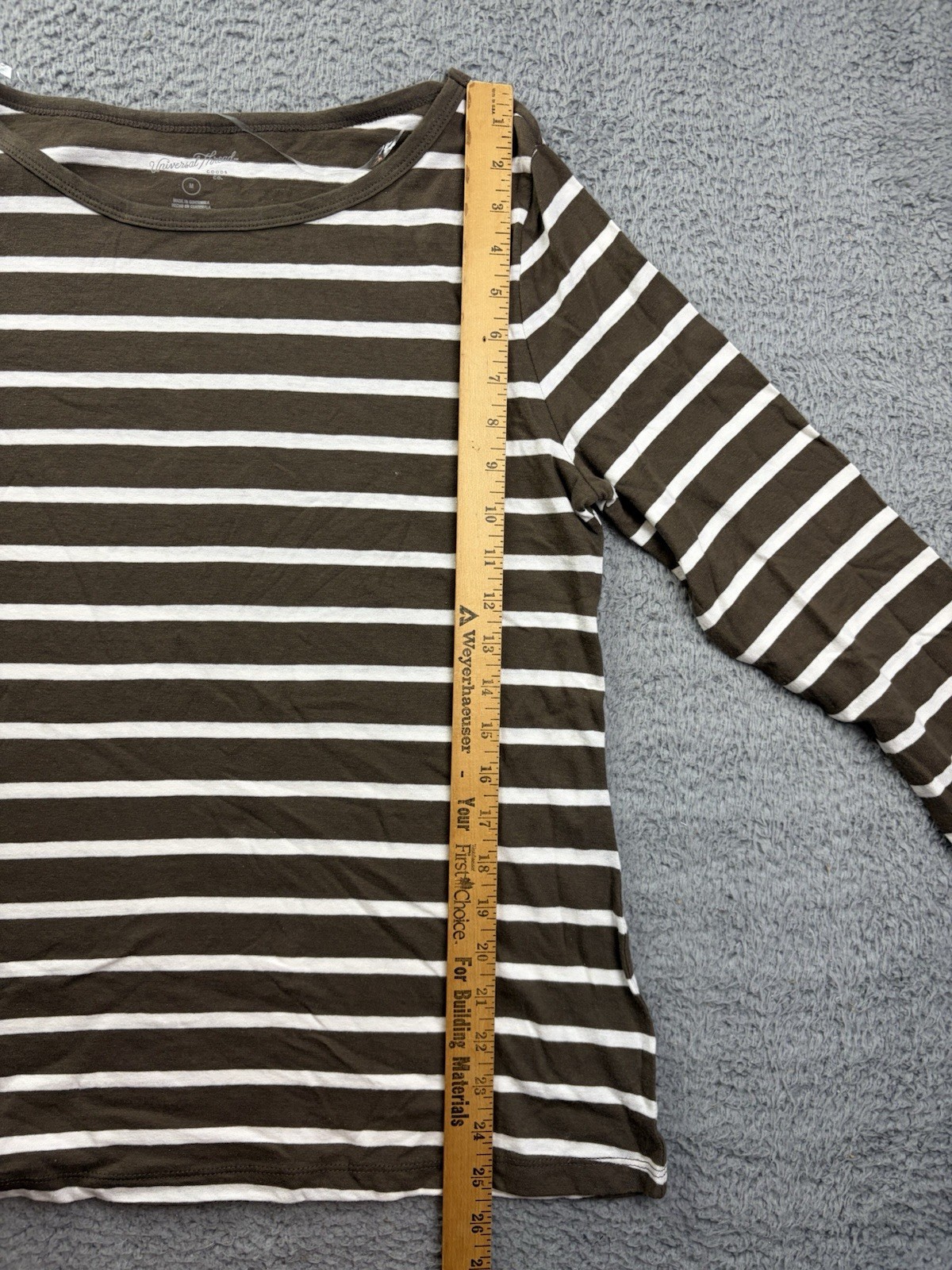 Universal Thread Womens Medium Brown Striped Cewneck Long Sleeve T-Shirt