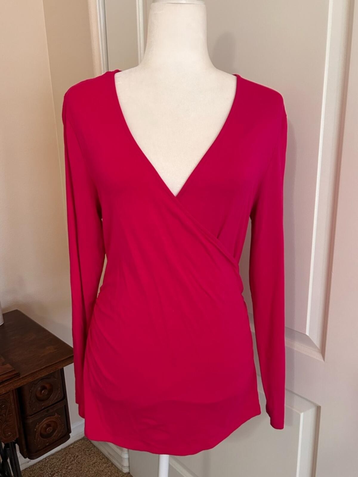 Women’s Fuchsia Wrap-Style Long Sleeve Top