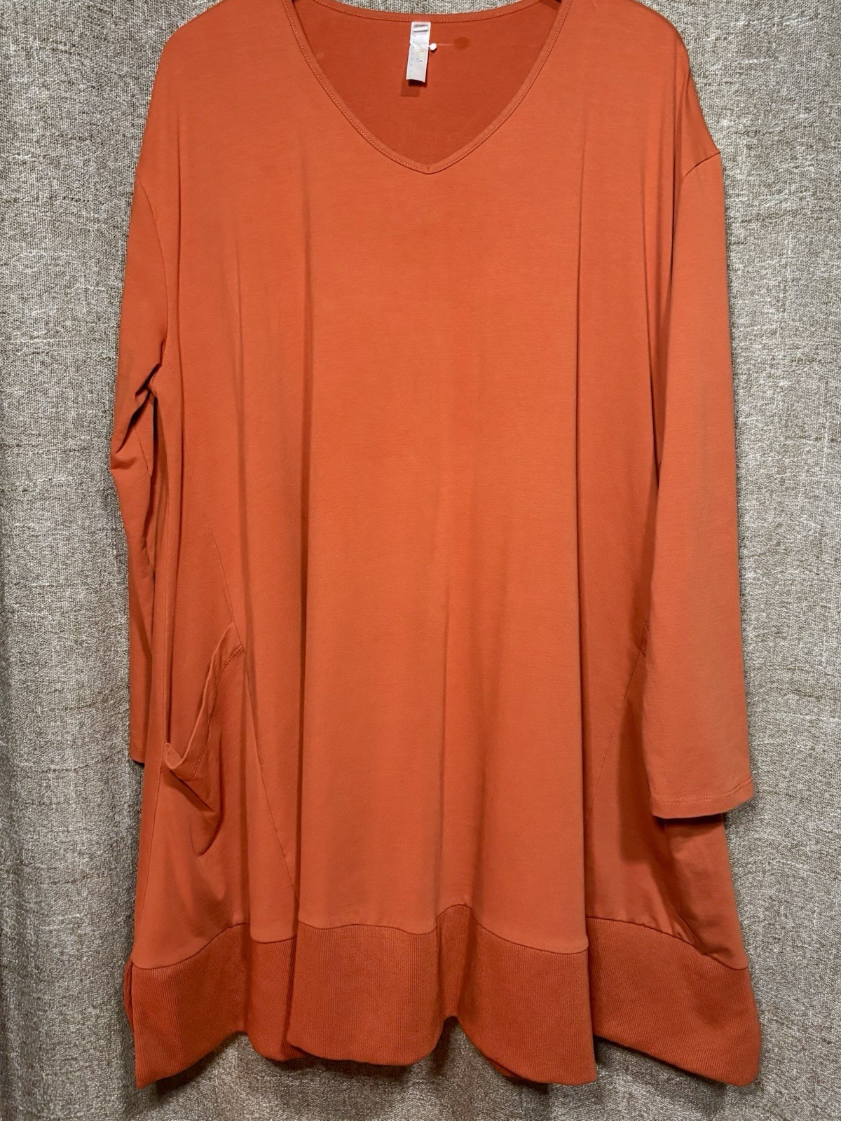 Aria Handmade 2XL Burnt Orange Lagenlook Oversized Tunic Top Cotton Boho Pockets