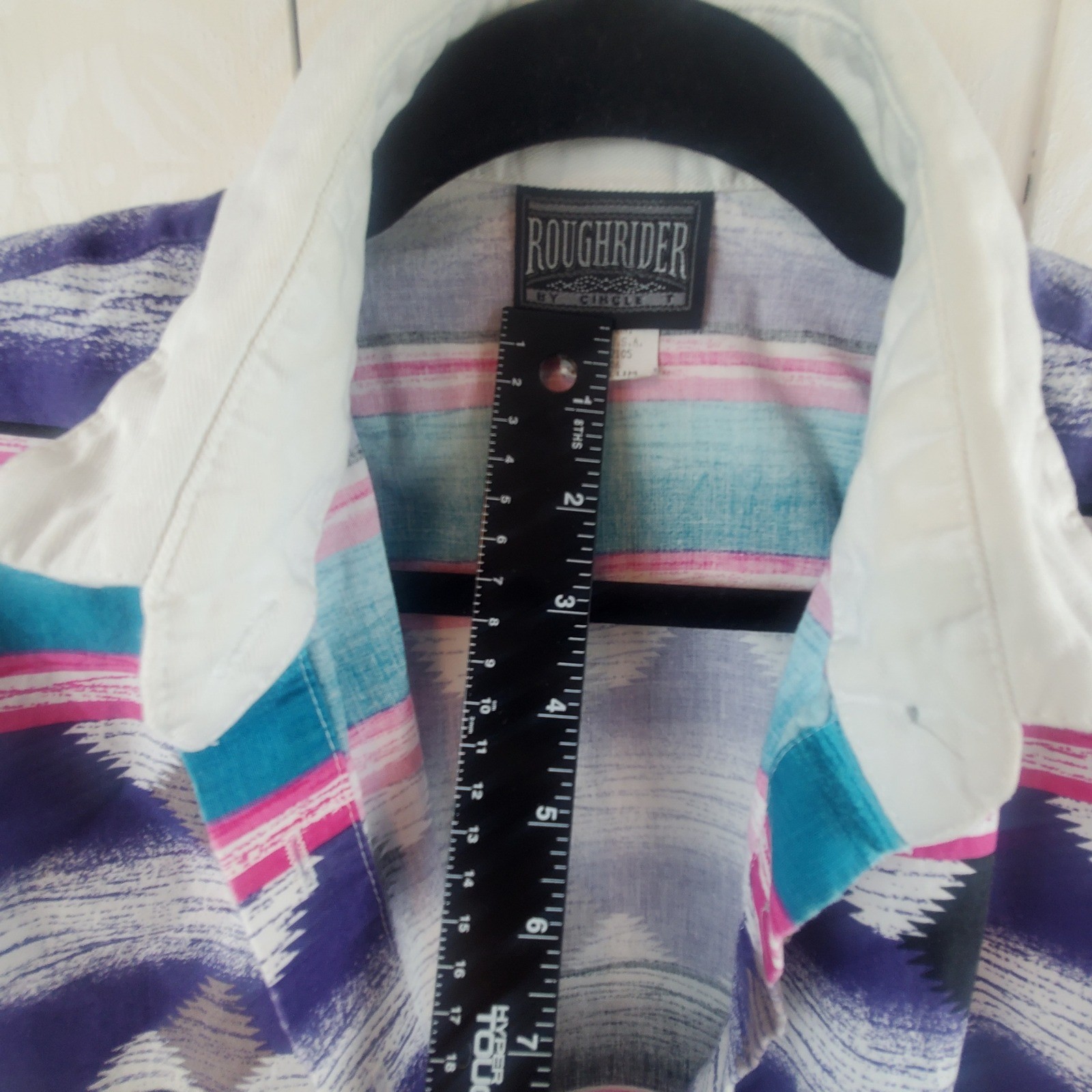 Roughrider by Circle T Southwestern Geometric Shirt Purple Pink Teal Medium