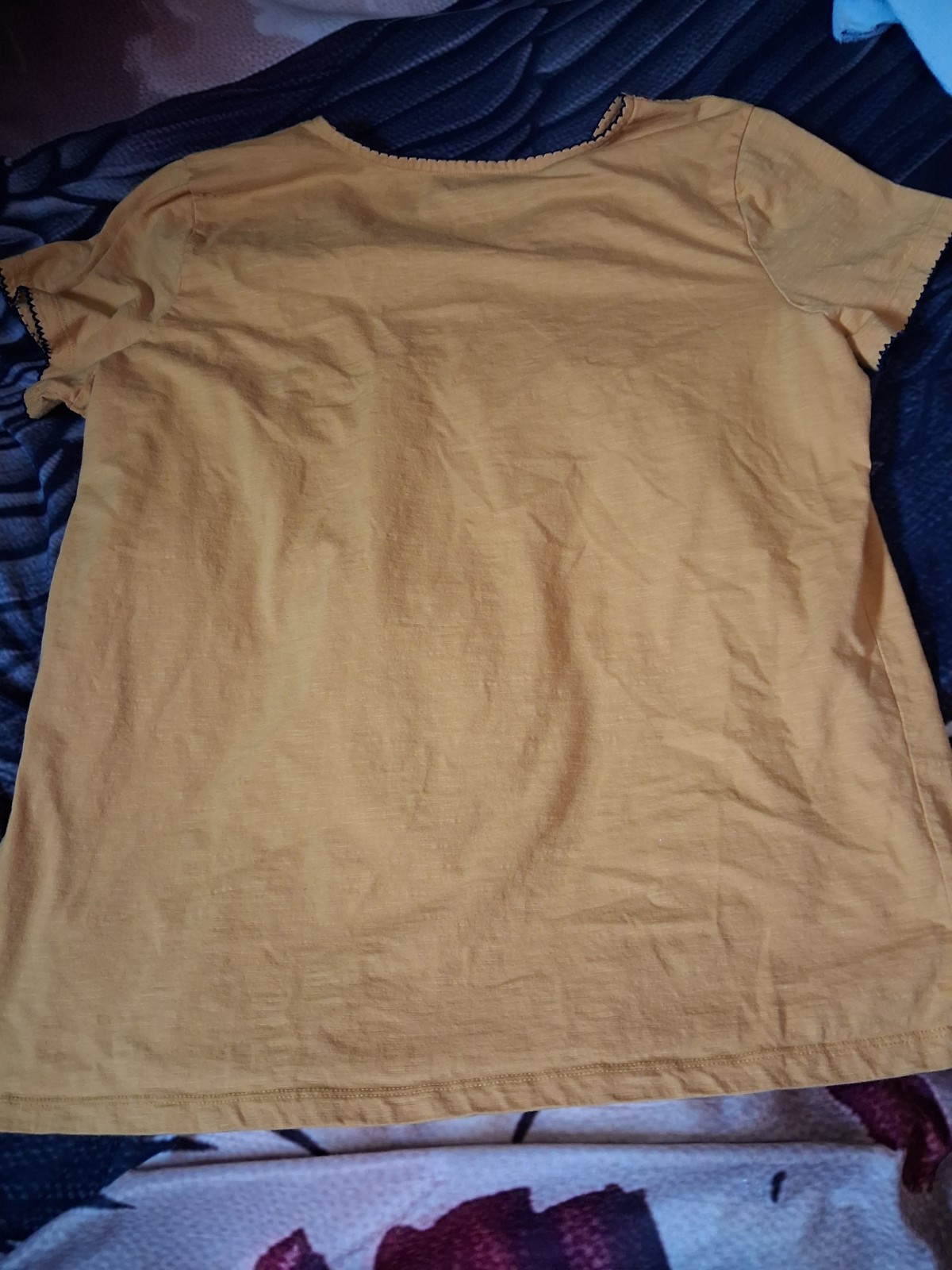 St. Johns Bay Womens Yellow,V-neck, Relaxed Fit,Cotton Blend,Embroidered, SizeXL