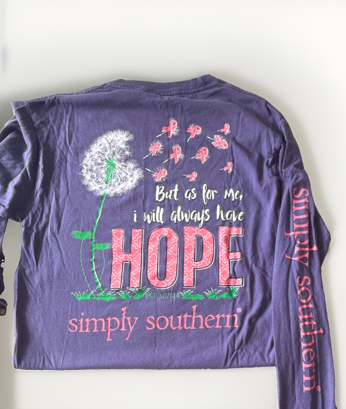 Simply Southern Women’s Purple Crew Neck Long Sleeve Graphic Tee, Size M Cotton