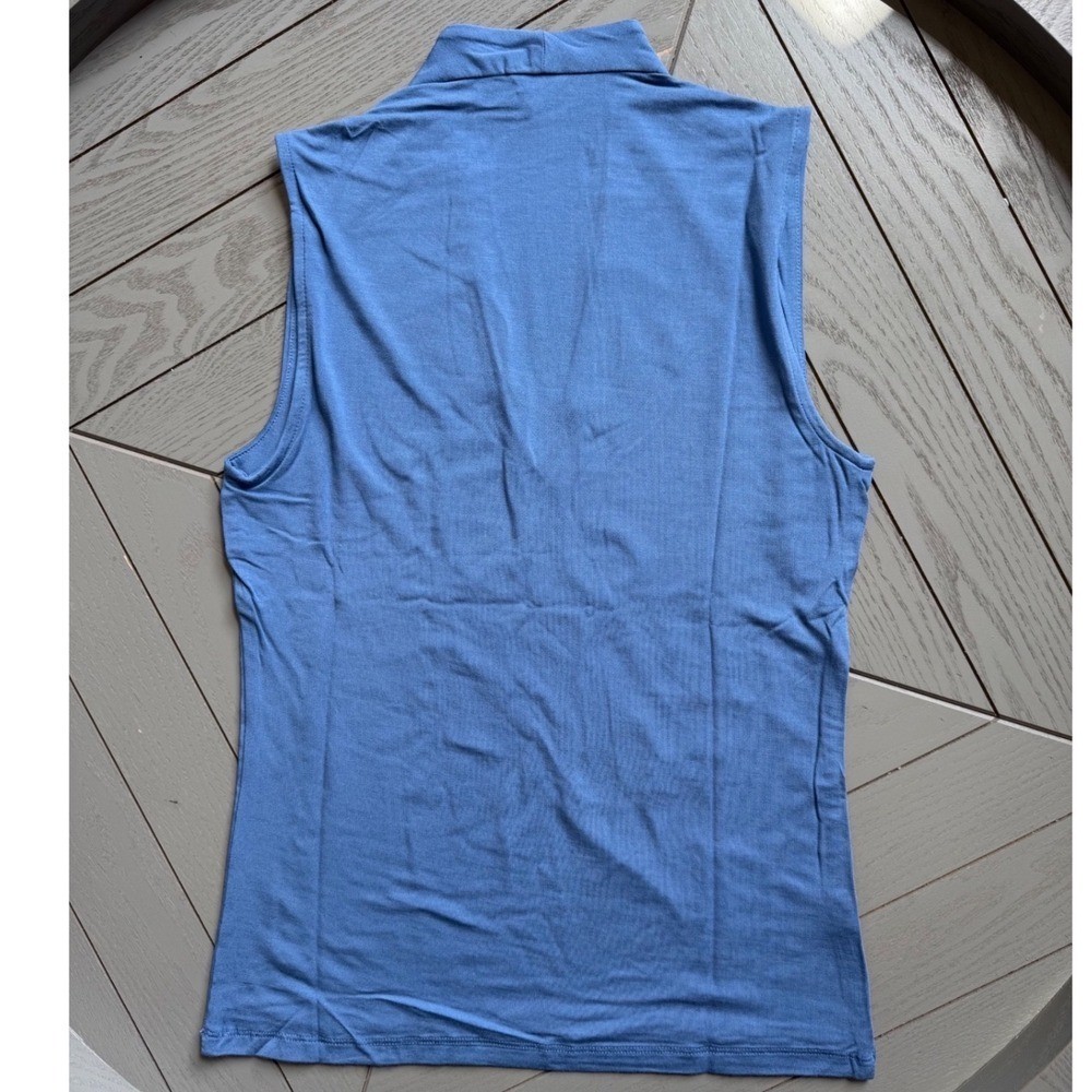 Ann Taylor Womens Blue Sleeveless Split Neck Shell Knit Top Small NWT 60846224