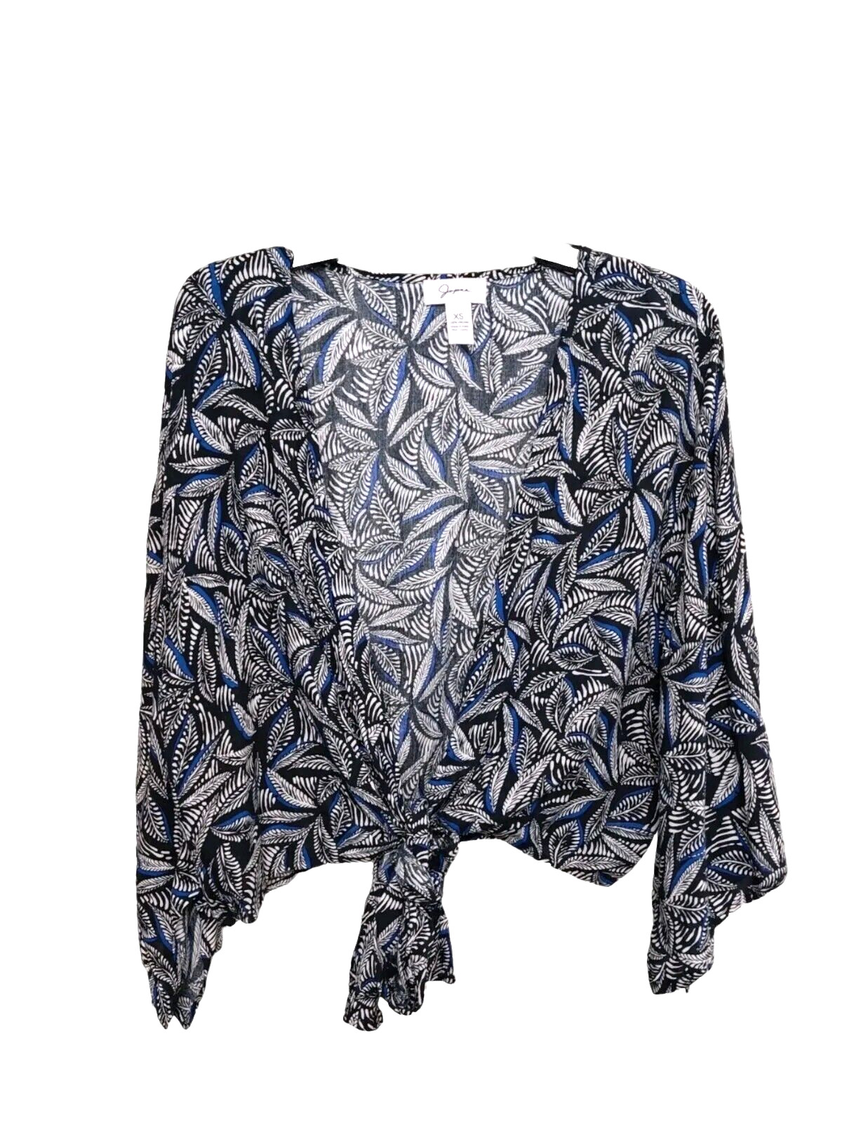 Japna Kimono Style Women’s Off-Shoulder Top Leaves Design 100% Viscose Size XS