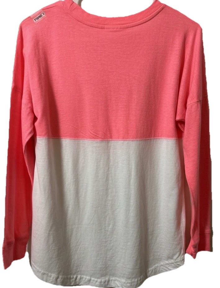 Maine Women’s Baseball Style Shirt XS Pink White Beach Pool Athletic Oversized