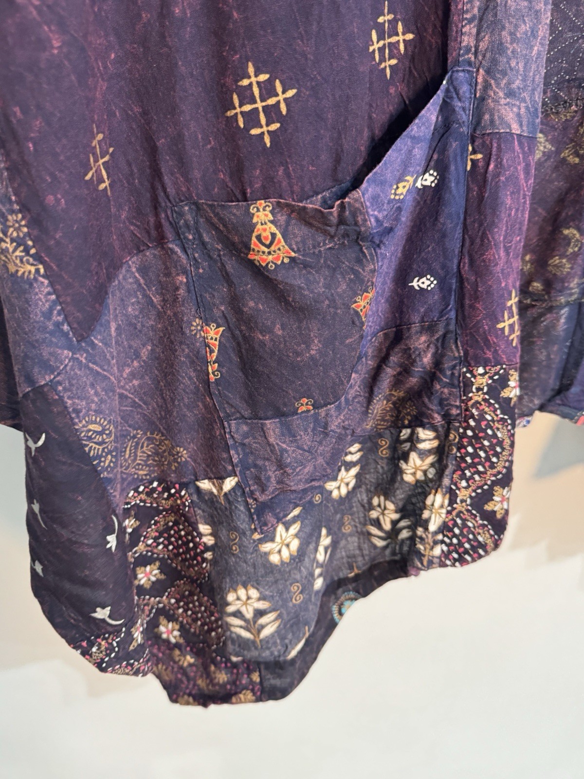 Earthbound XL Patchwork Open Front Cardigan Boho Festival 3/4 Sleeve