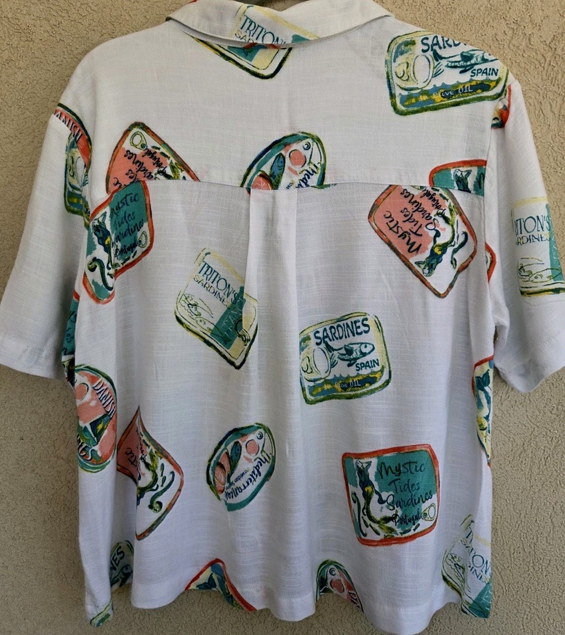 Rayon Linen Button Short Sleeve Shirt Lg White Beach Cool Casual Comfort Wear