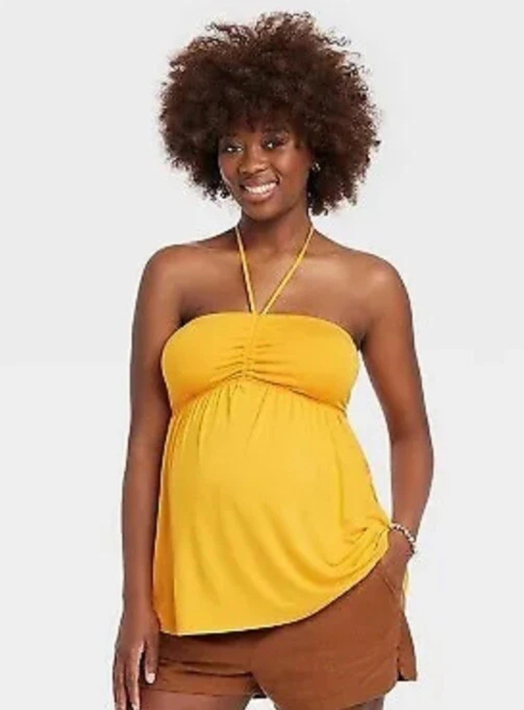 Women’s Isabel Maternity Halter Babydoll Maternity Top Orange XS