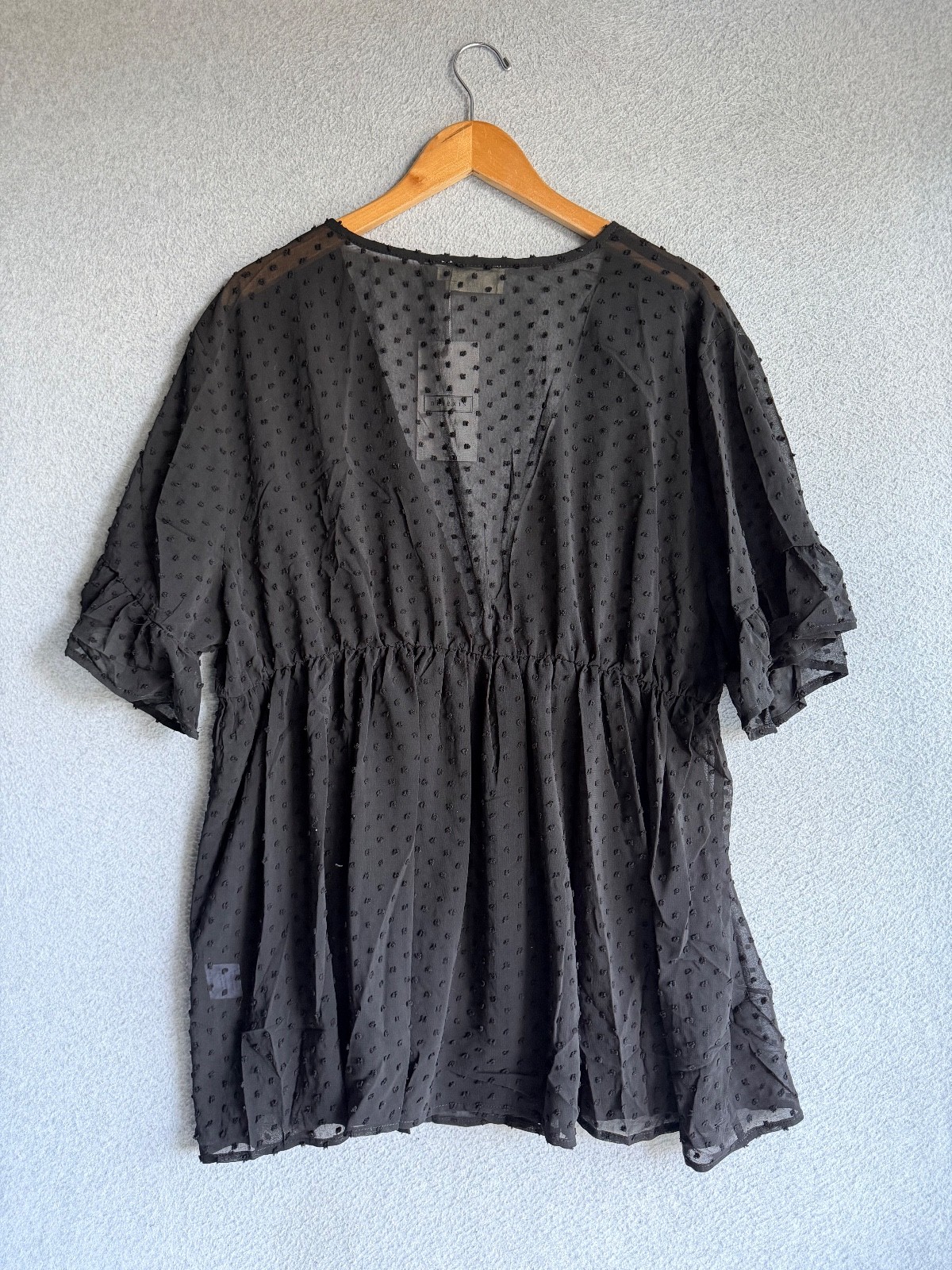 Ninexis Babydoll Women Plus 3X Black Kimono Sheer Swiss Dot Whimsy Goth NWT