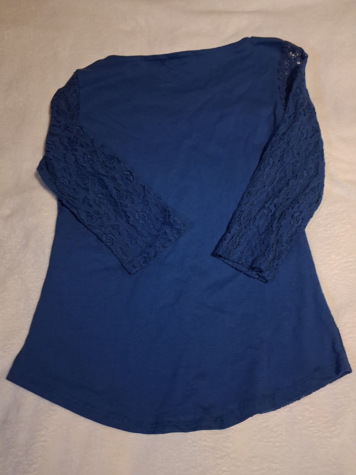 George~Womens Blue,3/4 Lace Sleeve,Cotton Blend,Shirt Size Small