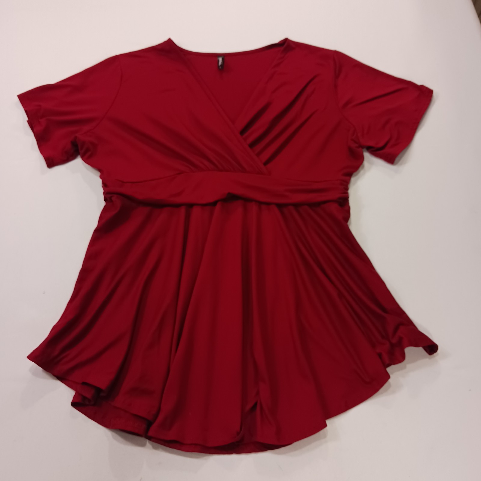 Allegrace Women’s Red Stretch Short Sleeve Casual Top Blouse Size 1X