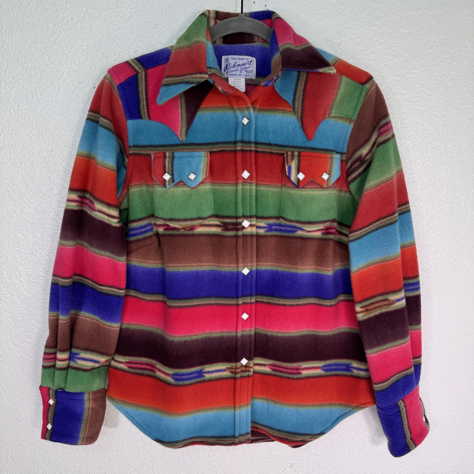 Rockmount Ranch Wear Shirt Womens Small Serape Stripe Fleece Western Southwest S