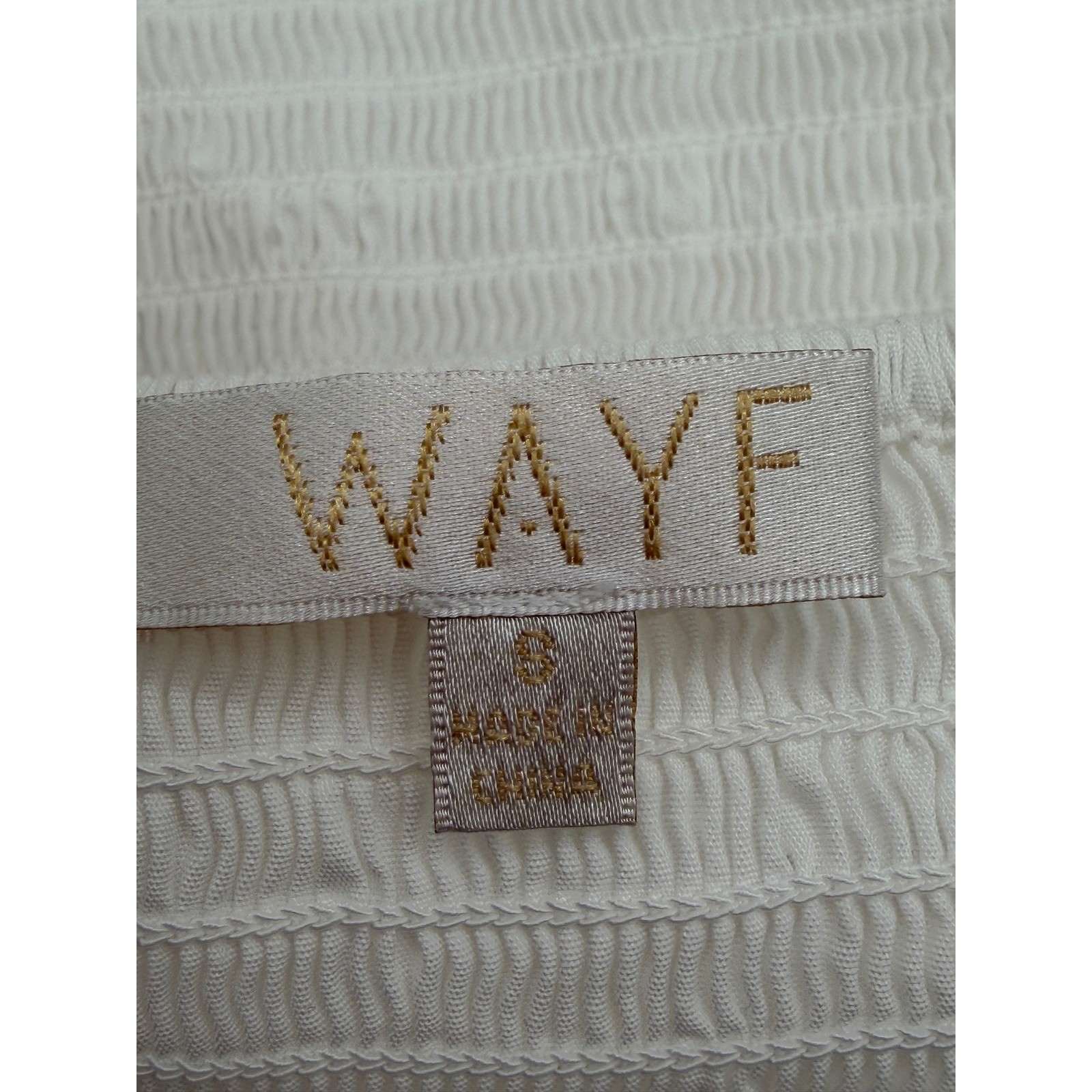 WAYF Puff Sleeve Crop Top Womens Small White Off Shoulder Ruched Smocked