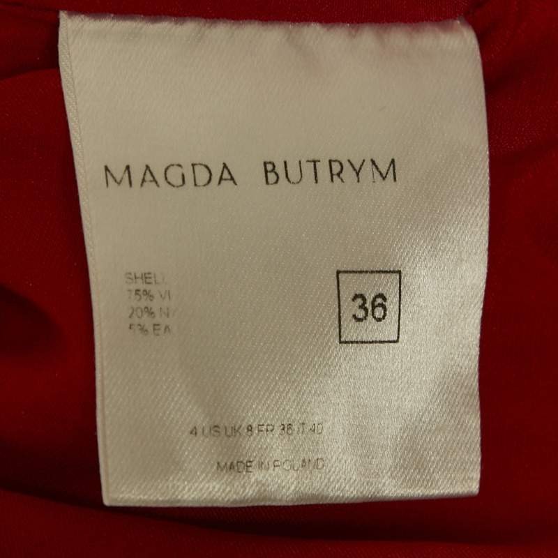 Magda Butrym MulticolorRed Printed Velvet Ruched Crop Top S