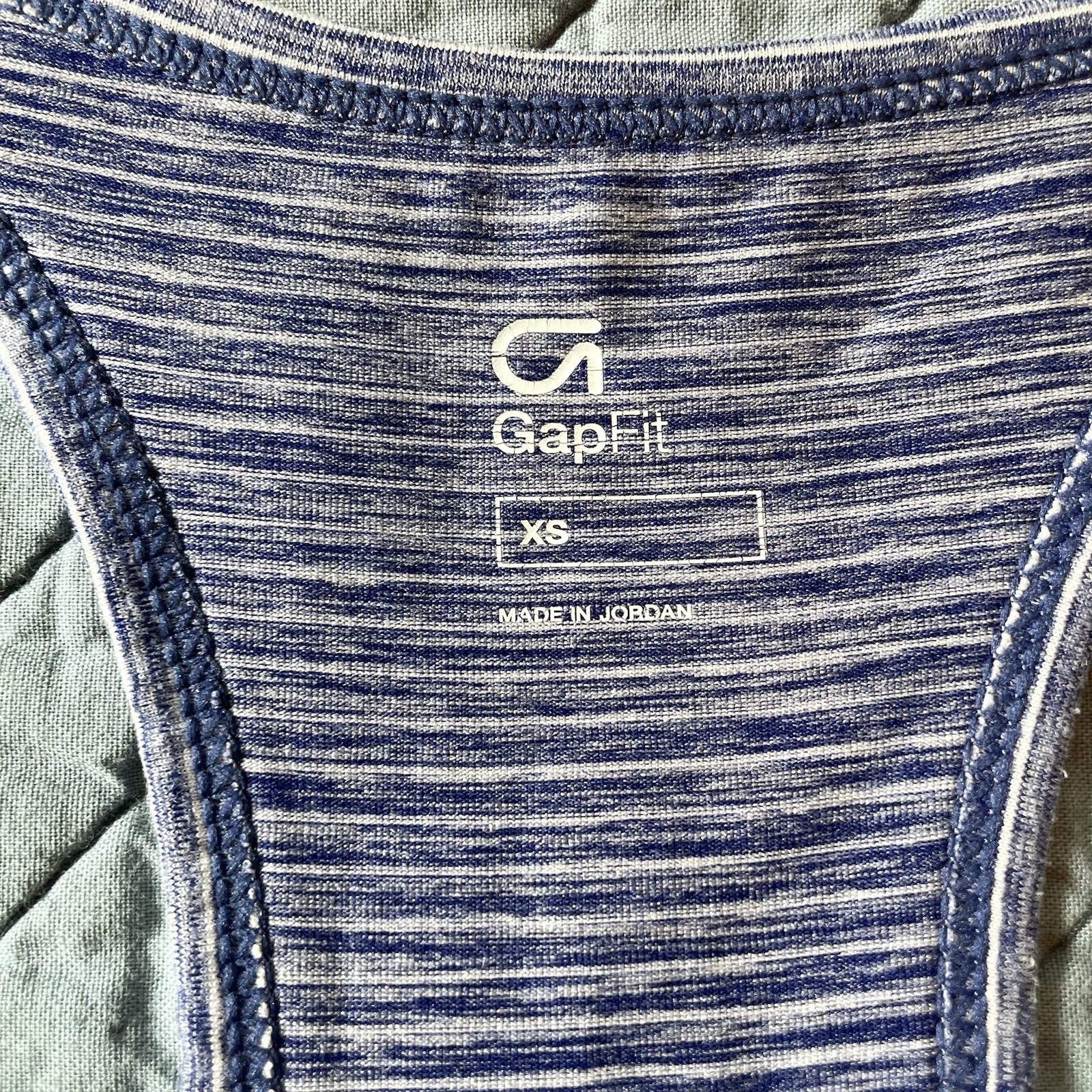 Gap Fit Tank Top Womens XS Blue Striped Gym Exercise Yoga Racerback GapFit