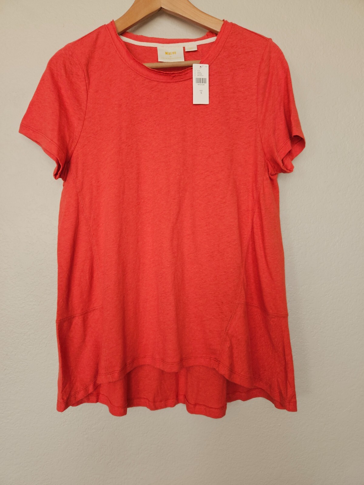 NWT Maeve Skirted Slub Linen Tee Size Small Orange Anthropologie