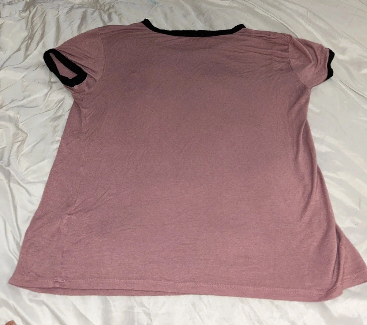 French Pastry Medium Alien Print Ringer Tee Short Sleeve Rayon/Spandex Shirt