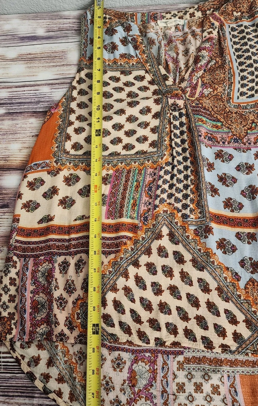 Christian Siriano Top Boho Patchwork Bohemian Hippie Sleeveless Shirt Medium