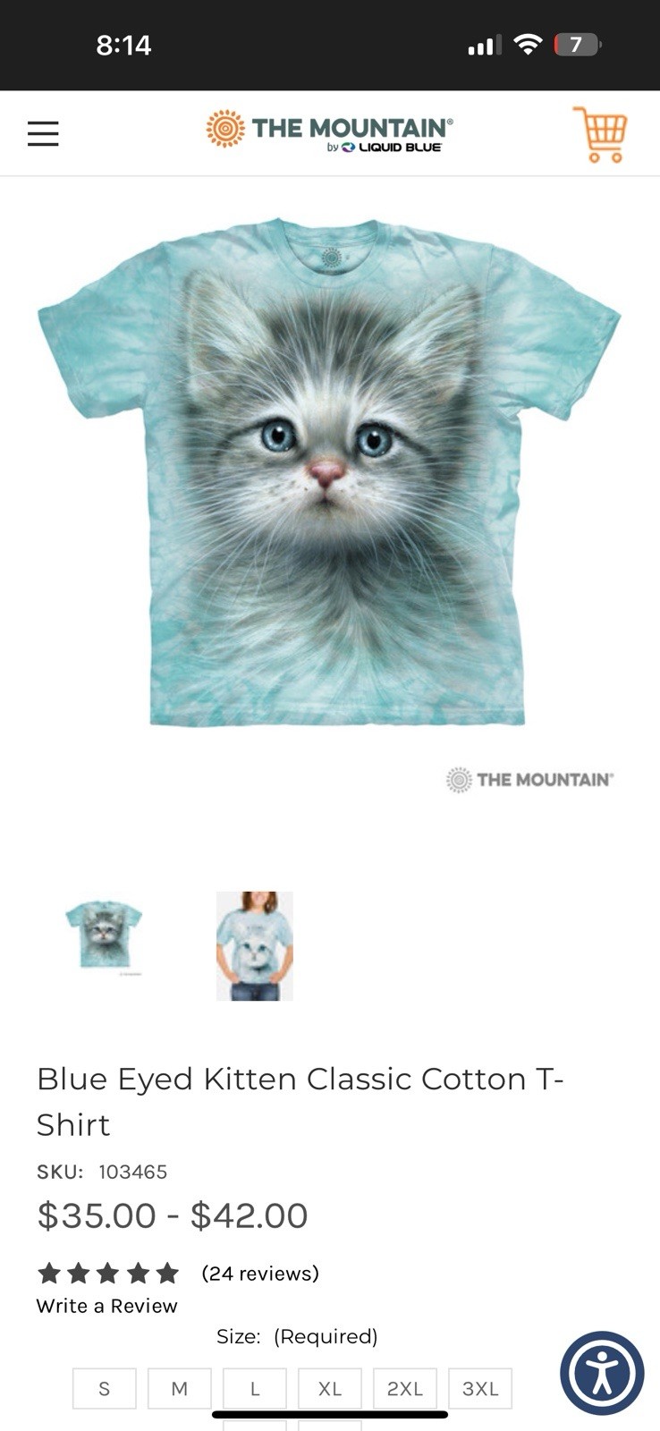 Blue Eyed Kitten The Mountain Shirt Adult Size 2XL Current Release