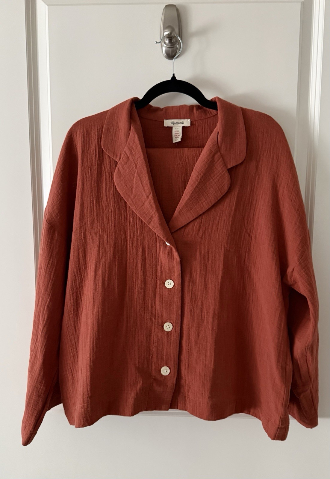 NEW MADEWEL Women’s NC185/186 Afterglow Red Oversized Gauze Lounge/PJ Set XL/XXL