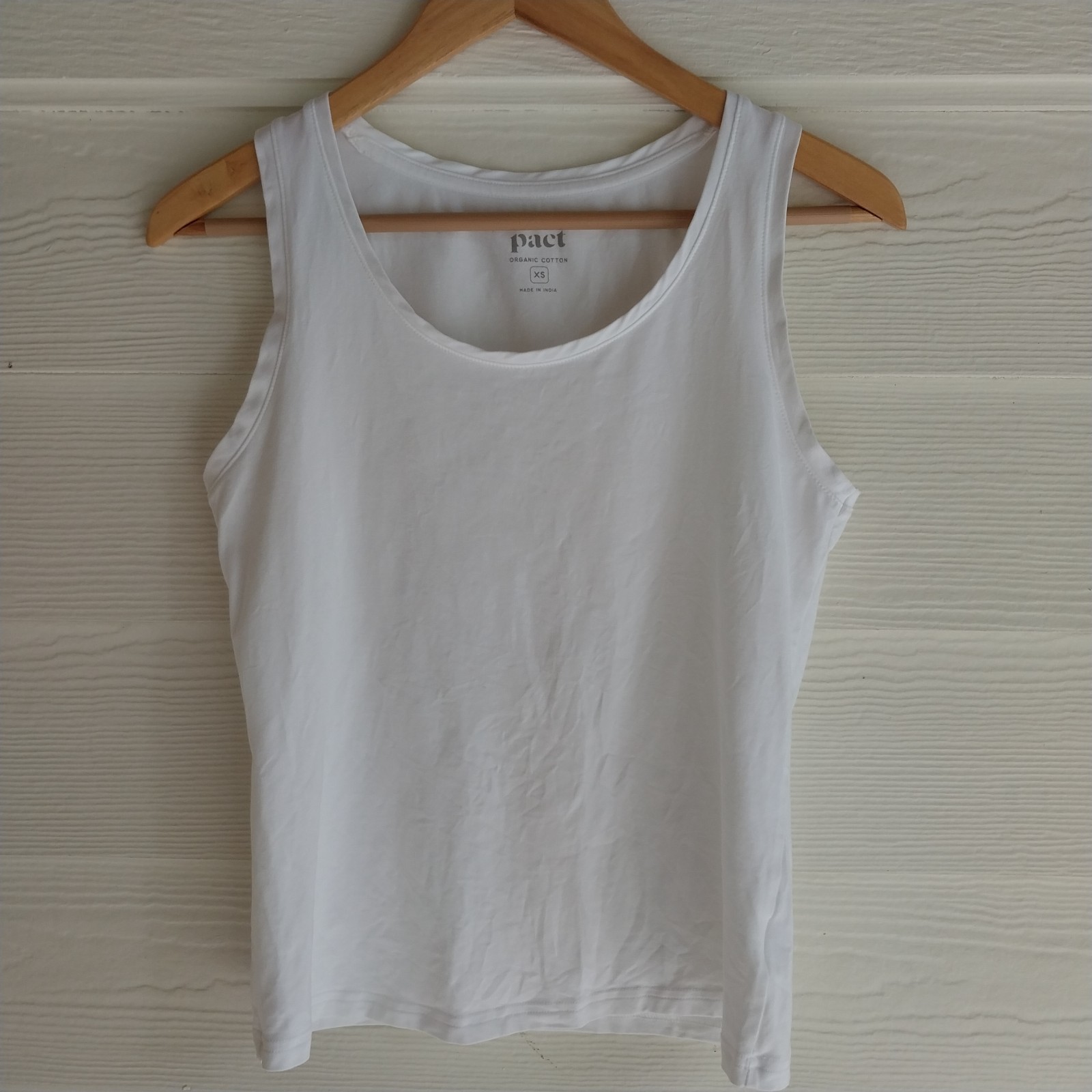 Pact Organic Cotton Tank Top White XS Scoop Neck Sleeveless Basic Layer