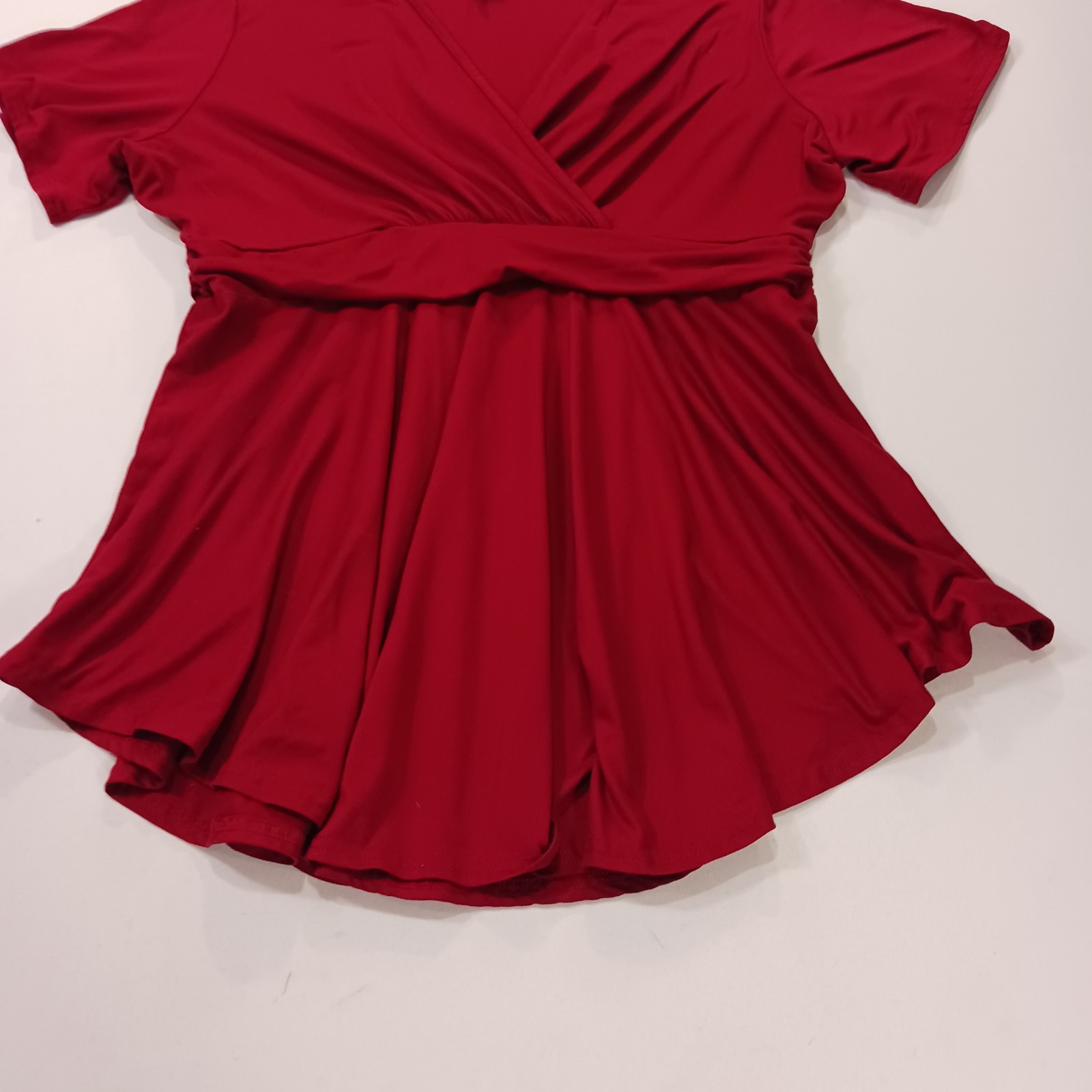 Allegrace Women’s Red Stretch Short Sleeve Casual Top Blouse Size 1X