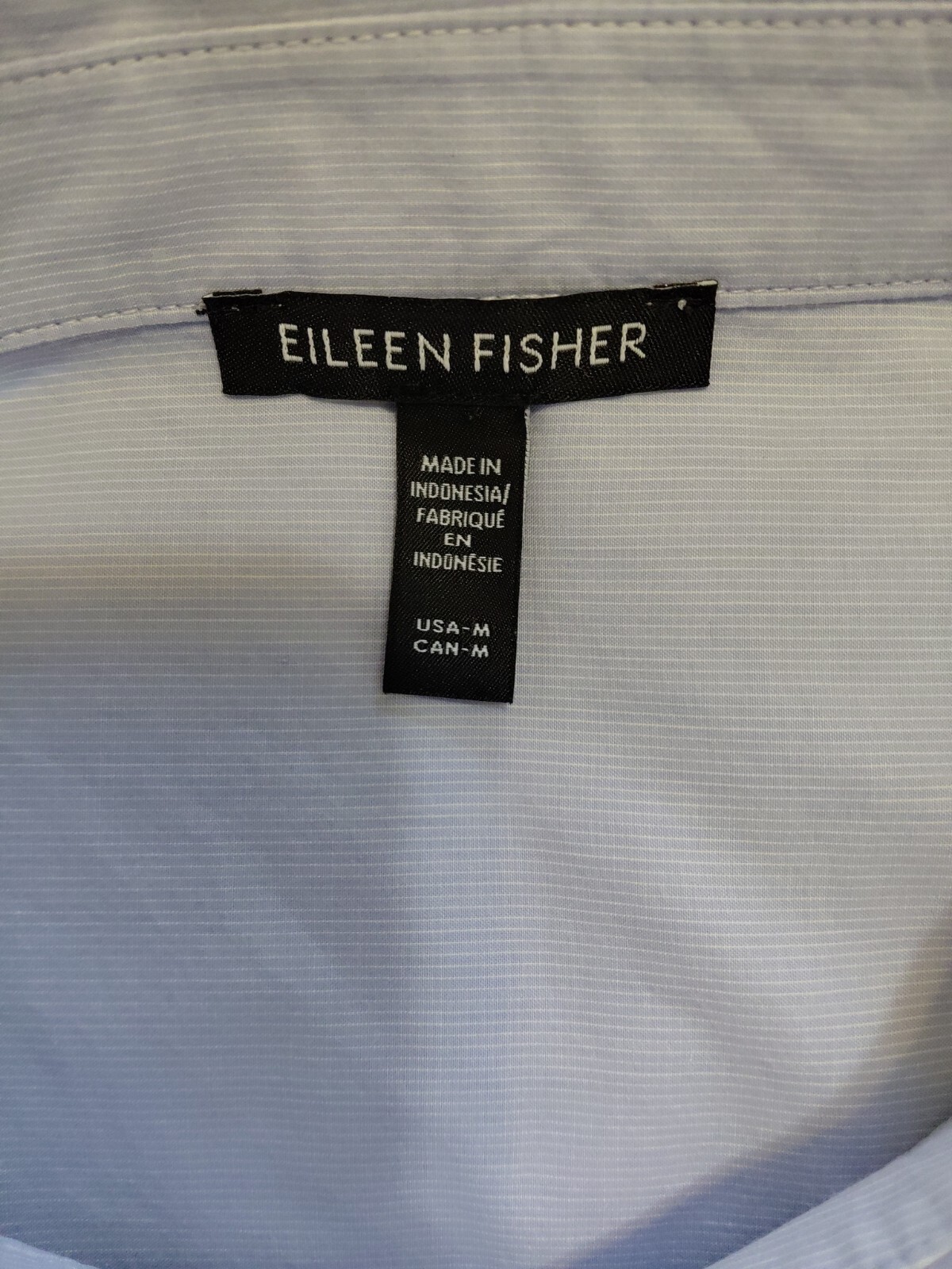 Eileen Fisher Classic Button Front Organic Cotton Shirt Light Blue Sz M EUC #664