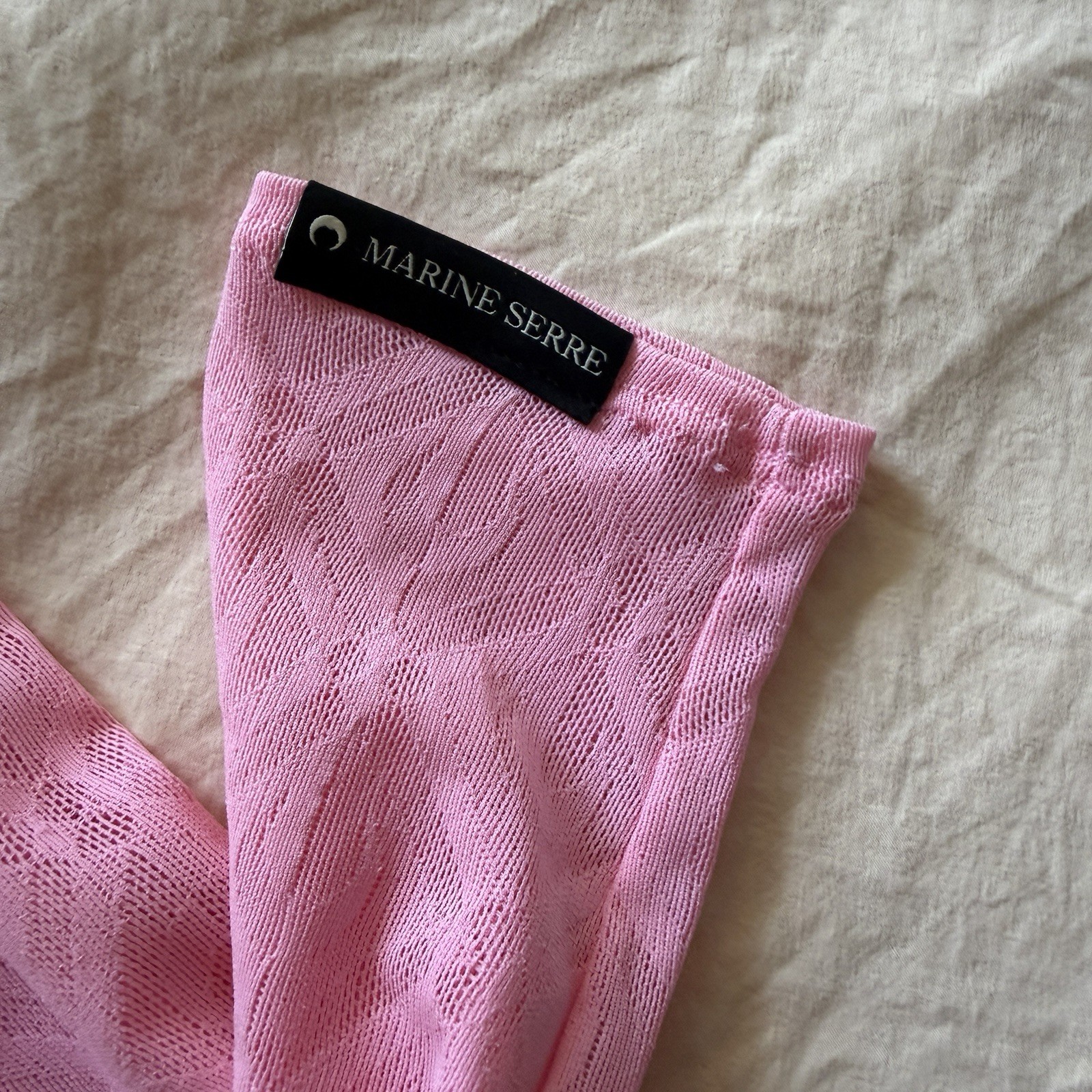 MARINE SERRE Moon Diamant Second Skin Pink Mesh Top $450 RARE
