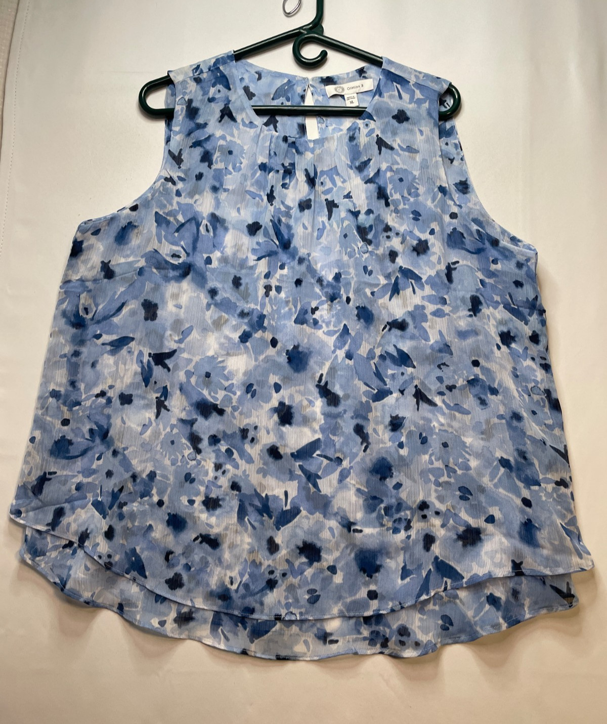 Cristina B sleeveless layered shirt top womens XL blue new