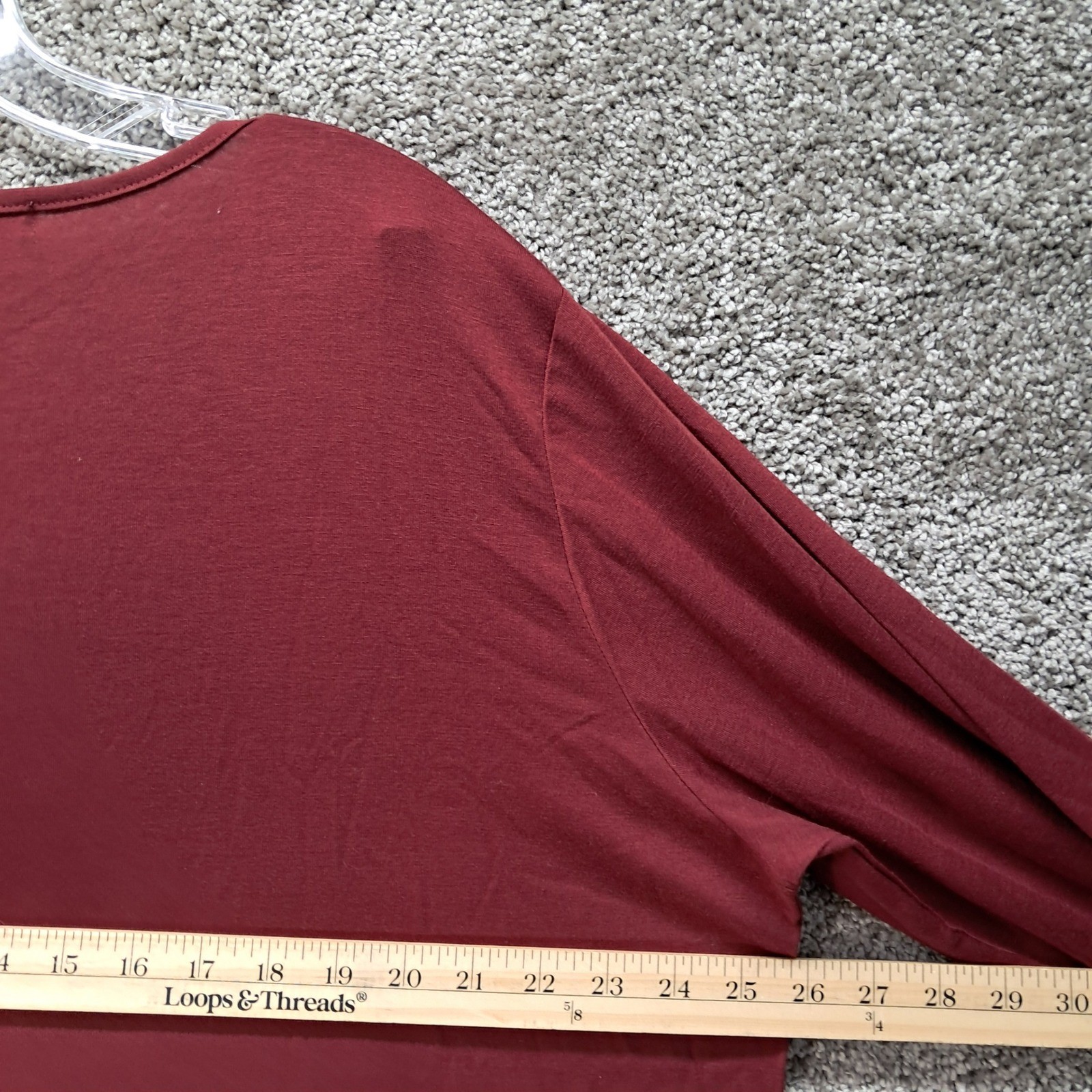 Emery Rose Womens 3XL Burgundy Fair Isle V-Neck Long Sleeve Top Pullover 7217