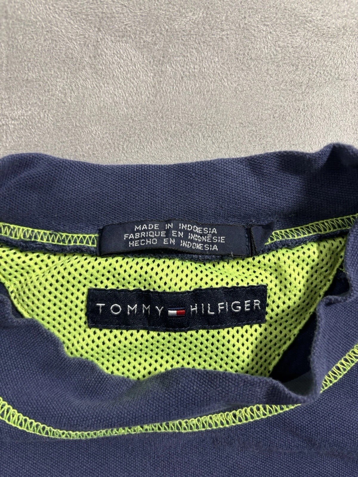 Tommy Hilfiger Vintage Surf Boardwear Y2K Blue w/ Green Piping Breathable Shirt