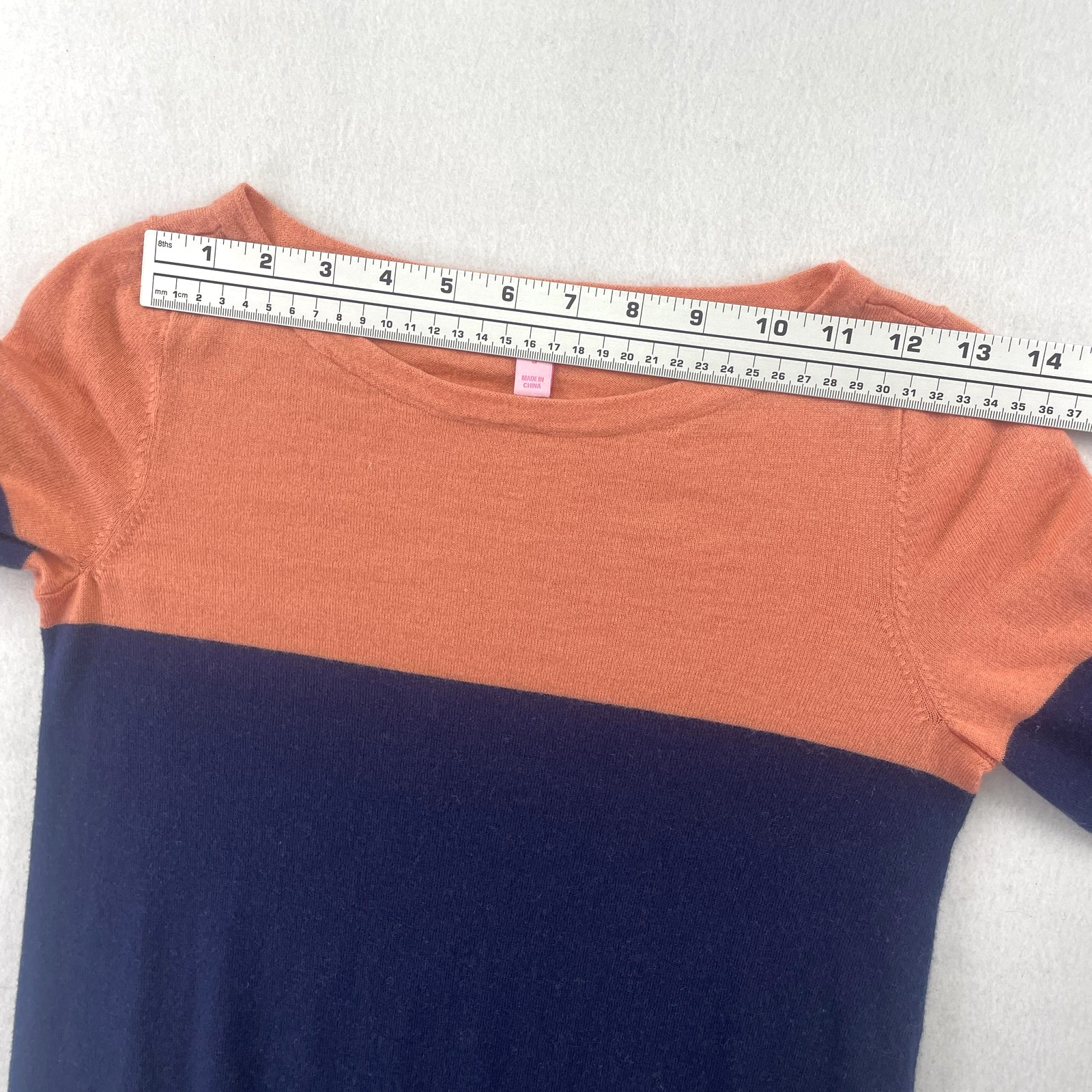 Lilly Pulitzer Shirt Womens Small Blue Orange Wool Nylon Crewneck Colorblock Top