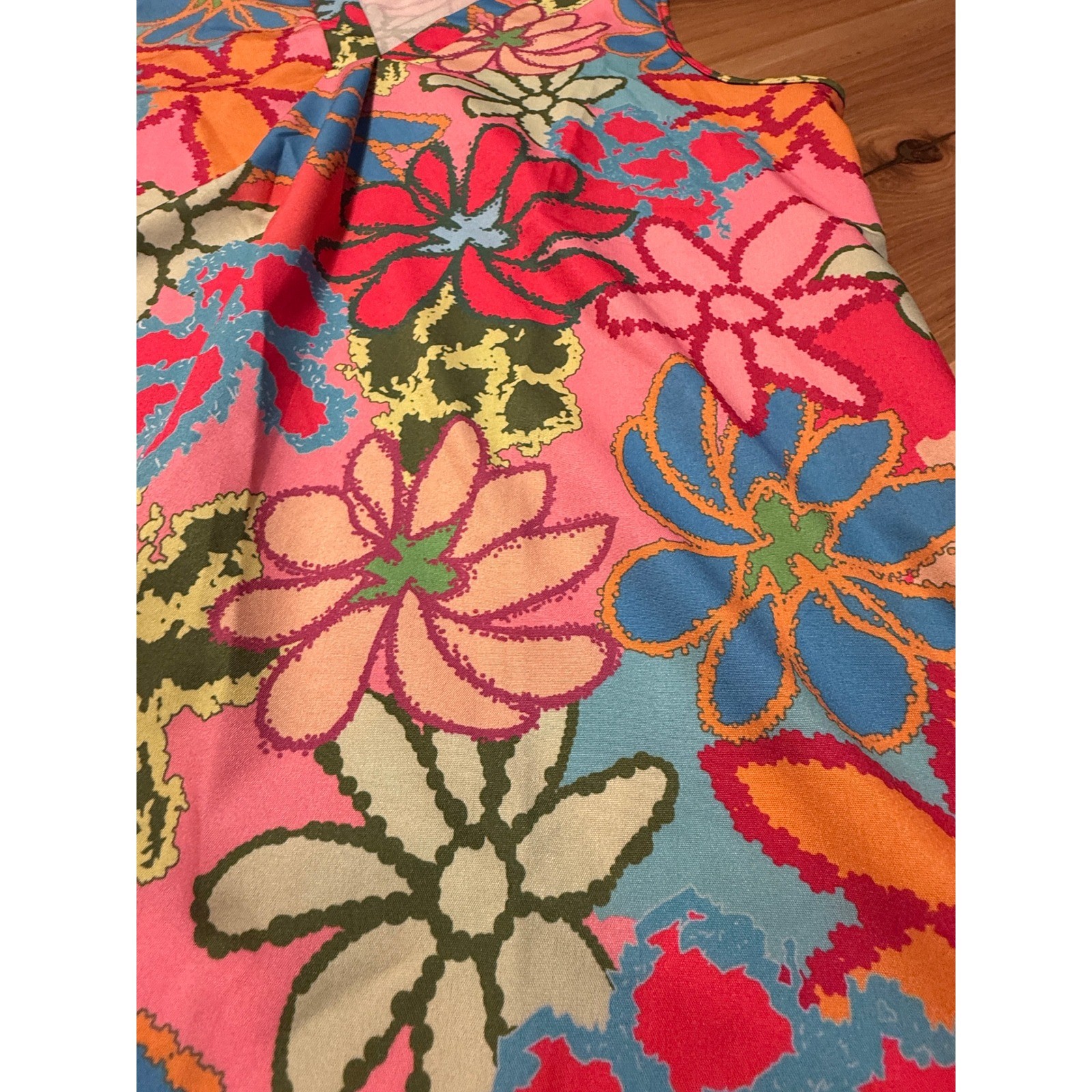 Emery Rose Sleeveless Tunic Women Size M Pink Boho Floral V-Neck Flowy Top