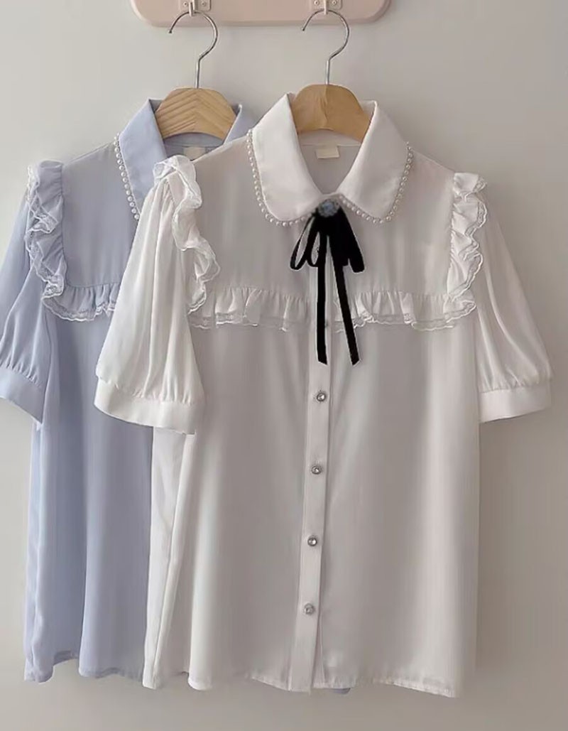 Japanese Sweet Girls Womens Doll Collar Shirt Tops Lolita Cute Princess T-Shirts
