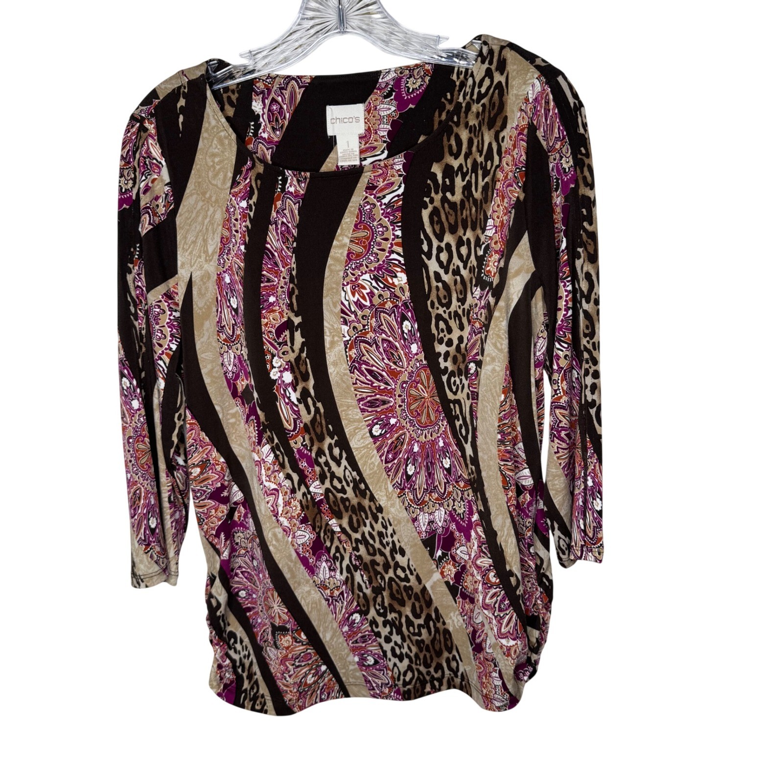 Chicos Womens Size 1 (M) Multicolored Paisley Leopard Striped Career Office