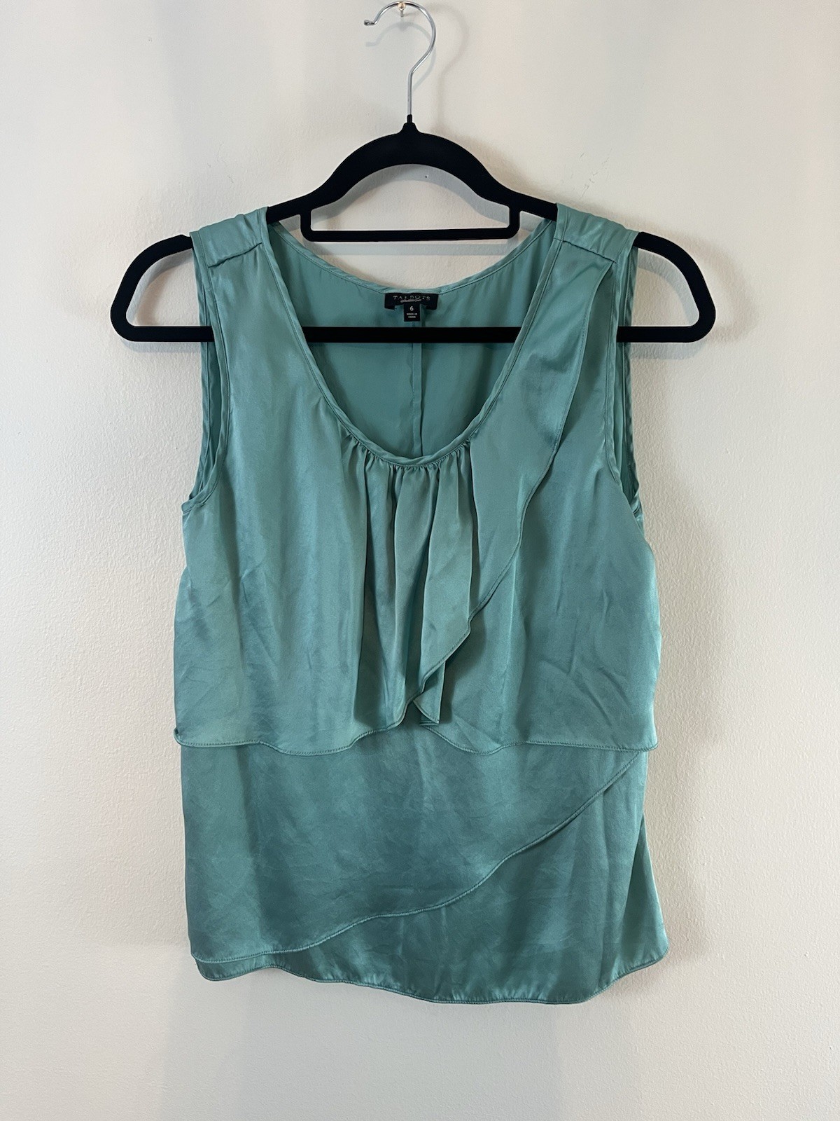 Talbots Women’s Size 6 100% Silk Blouse Tank Top Aqua Marine Teal Lightweight