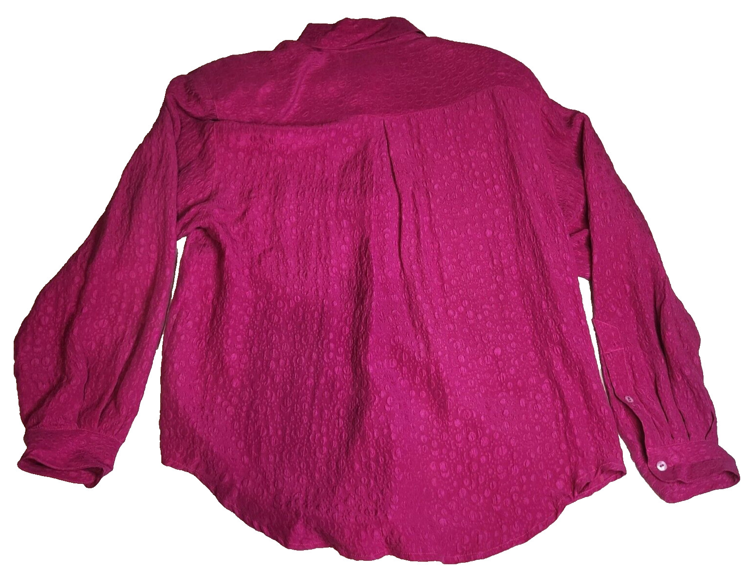 Casual Corner Womens Silk Blouse Sz S Fuchsia Button-Up Shoulder Pads NWOT