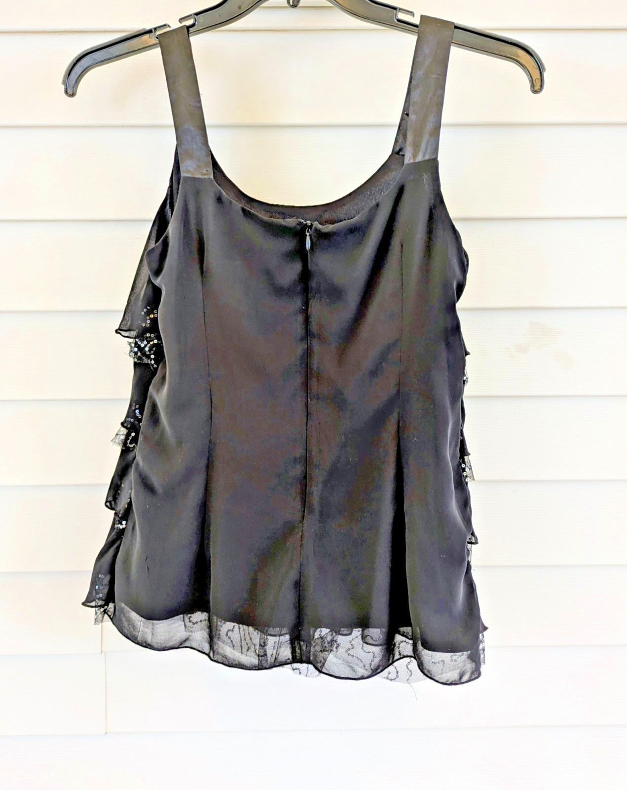 Ladies Byline CALIFORNIA IZ BYER Ruffles Lace Sequins Sleeveless Blouse Size Med