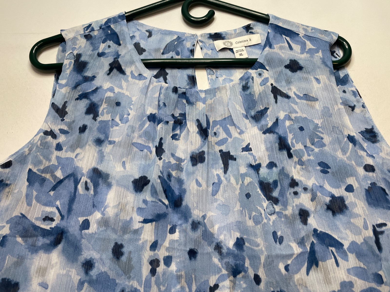 Cristina B sleeveless layered shirt top womens XL blue new