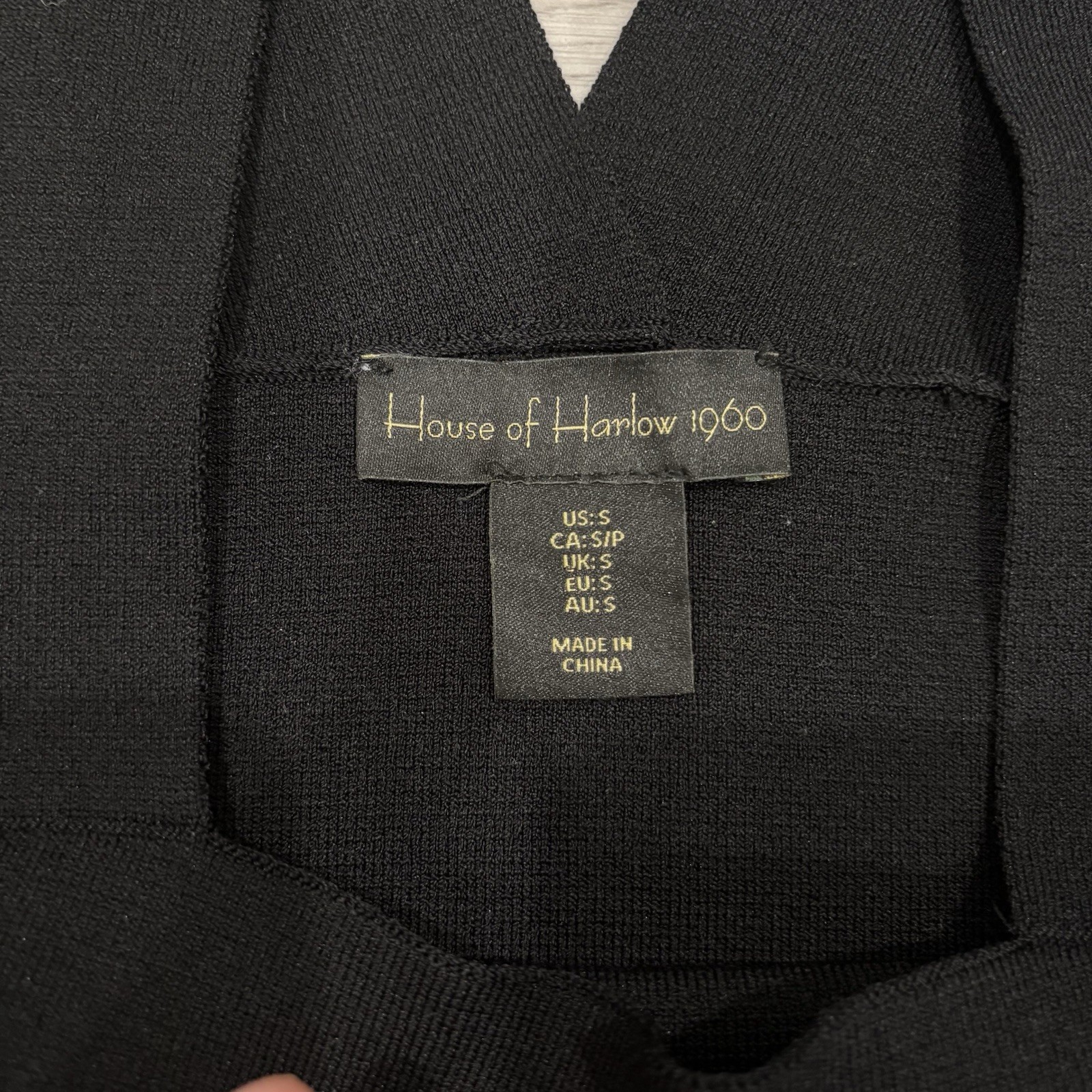 House of Harlow 1960 Tank Top Womens S Black Ribbed Cross Back Crop Minimalist