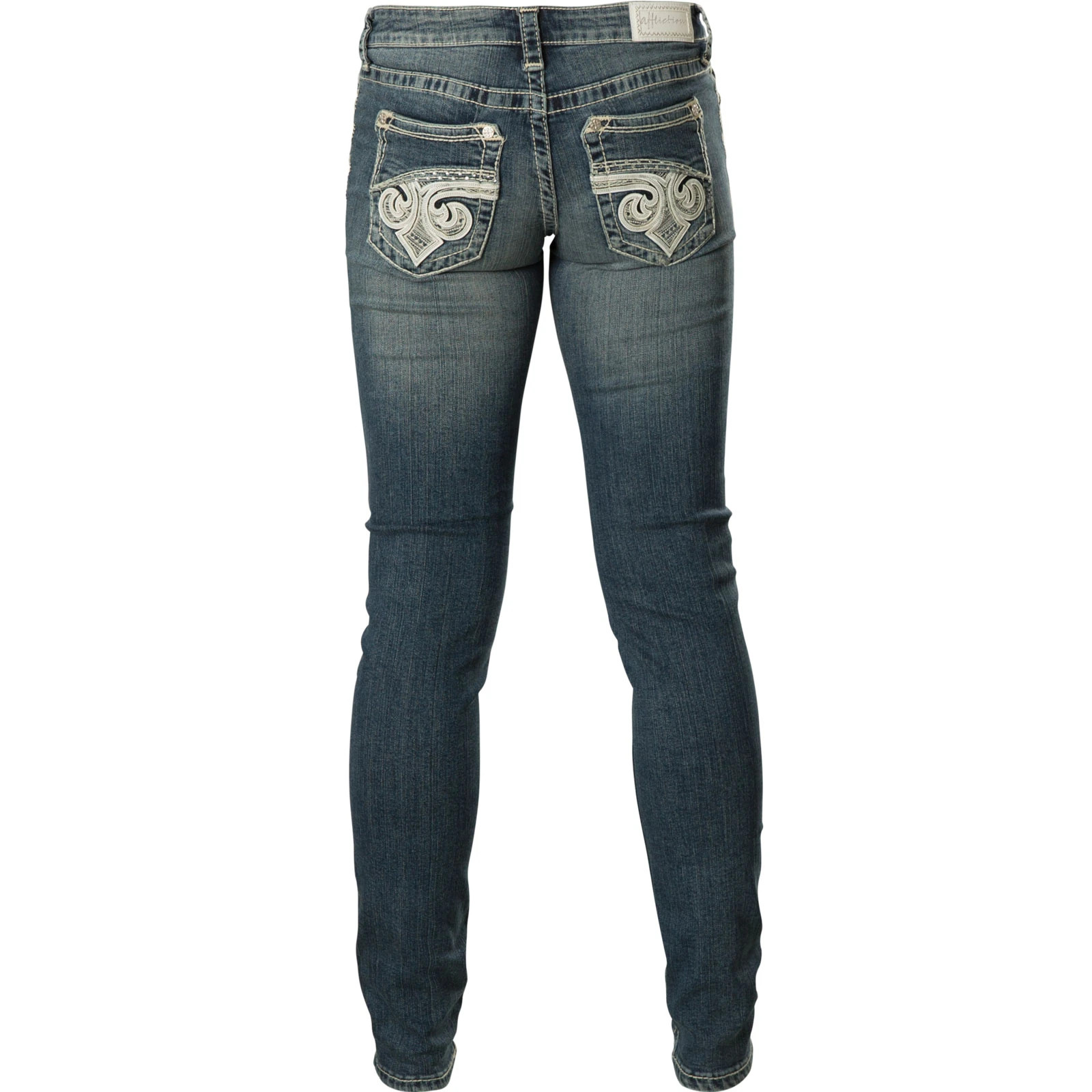 AFFLICTION Women’s Denim Jeans JADE FLEUR GWEN Embroidered Biker MMA