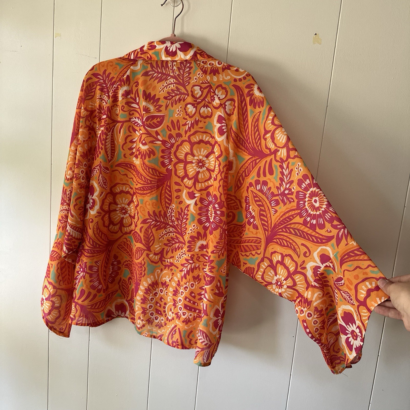 Flying Tomato I’ll always Remember You Woven Oversized Top Pink/Orange Floral LG