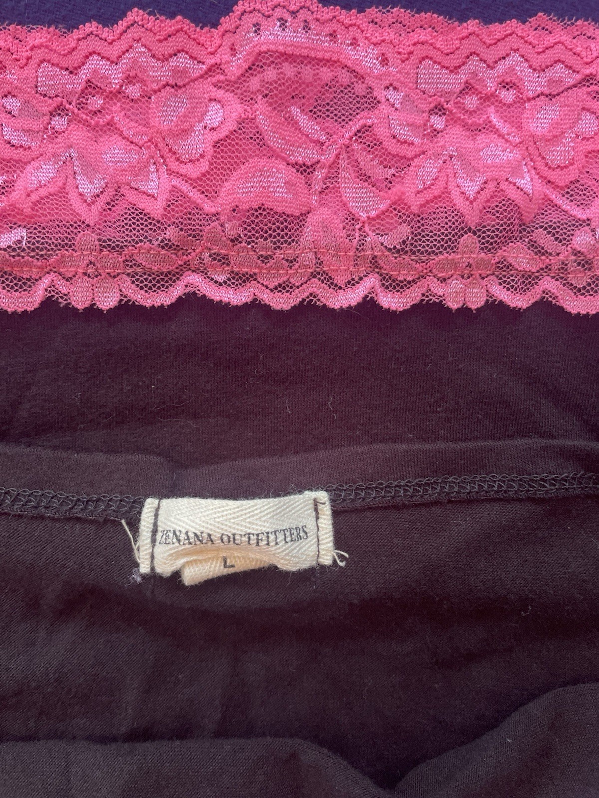 Zenana Black Cami Hot Pink Lace Top Y2K CoquetteWhimsigothBabydollGrunge Large