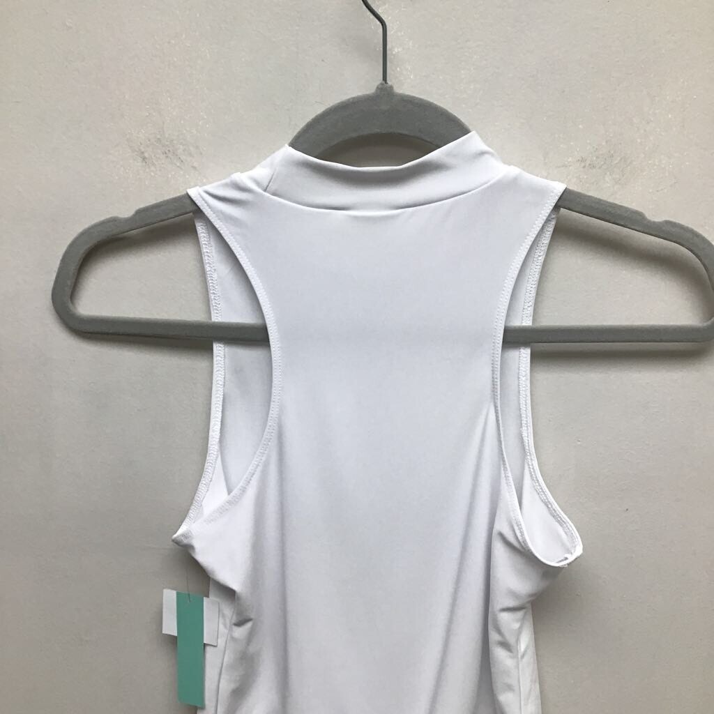 Abound Womens Bodysuit Solid White Sleeveless Mock Neck Stretch Knit S New