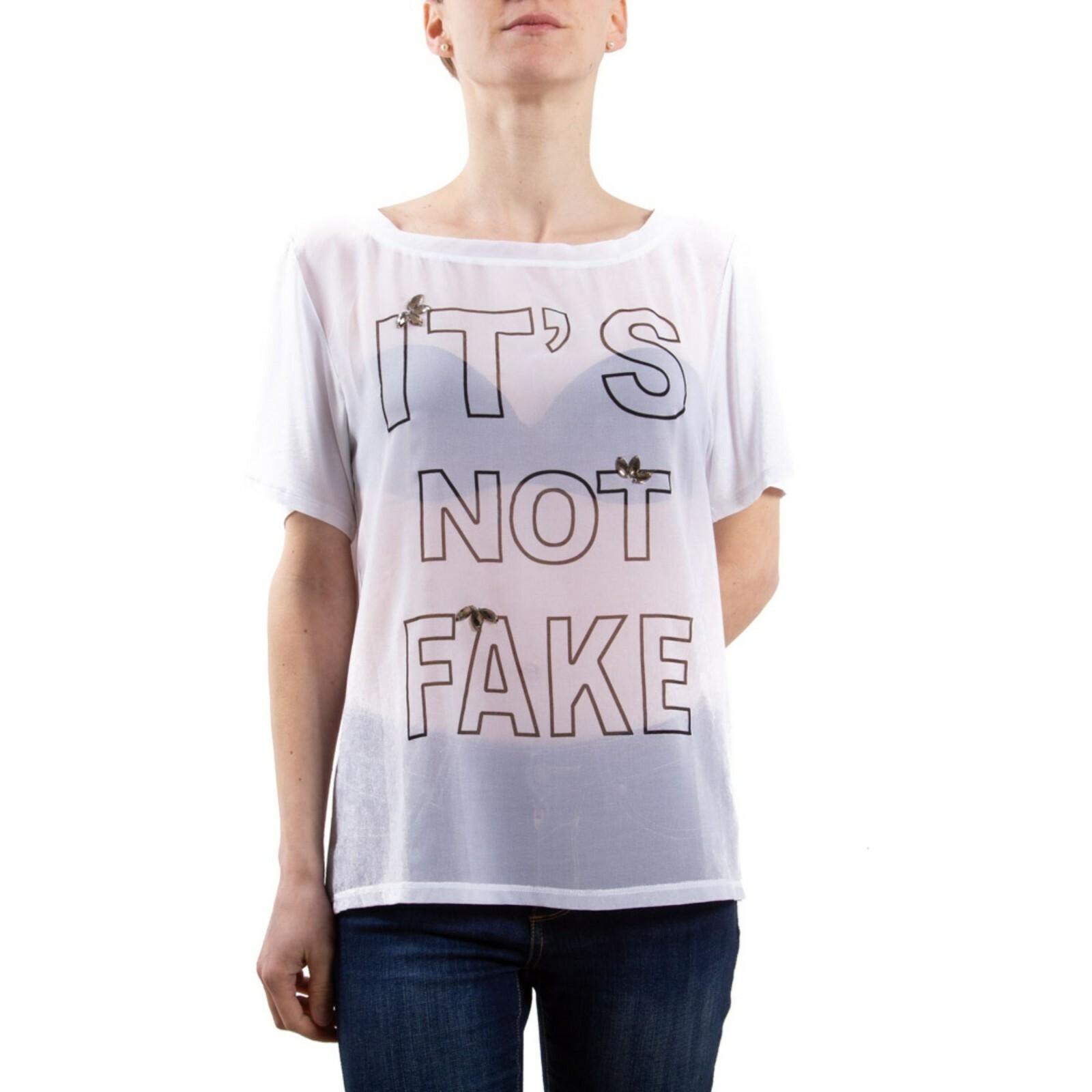 Liu Jo Fashion F14140J7120 Womens White Crew Neck Jersey T-Shirt Size S -38%
