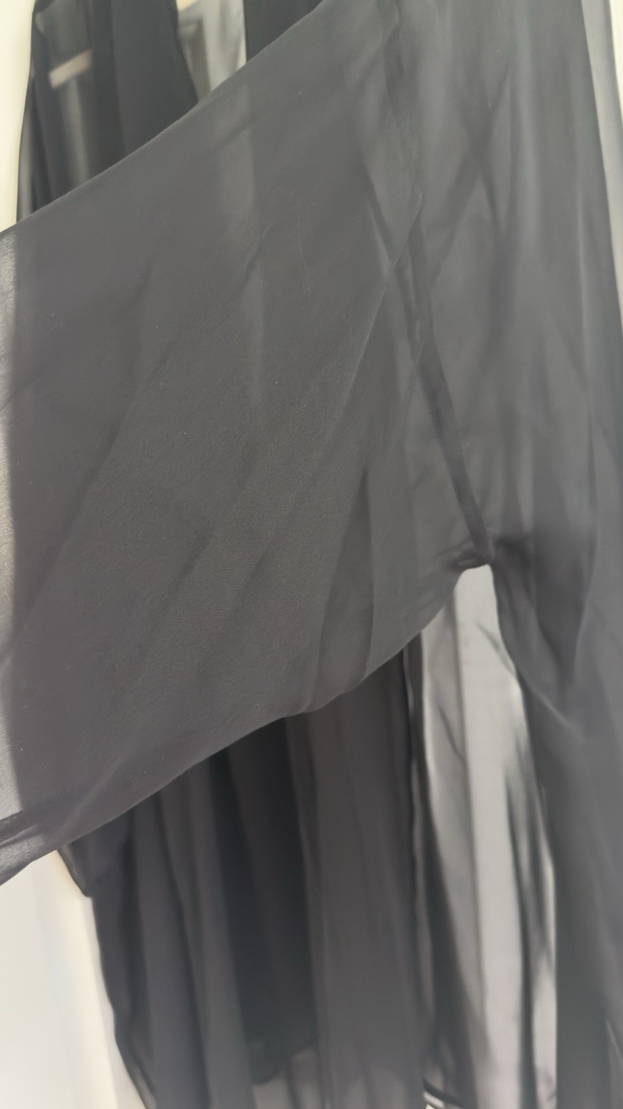 Harari 100% Silk Black Sheer Kimono Cardigan Jacket One Size