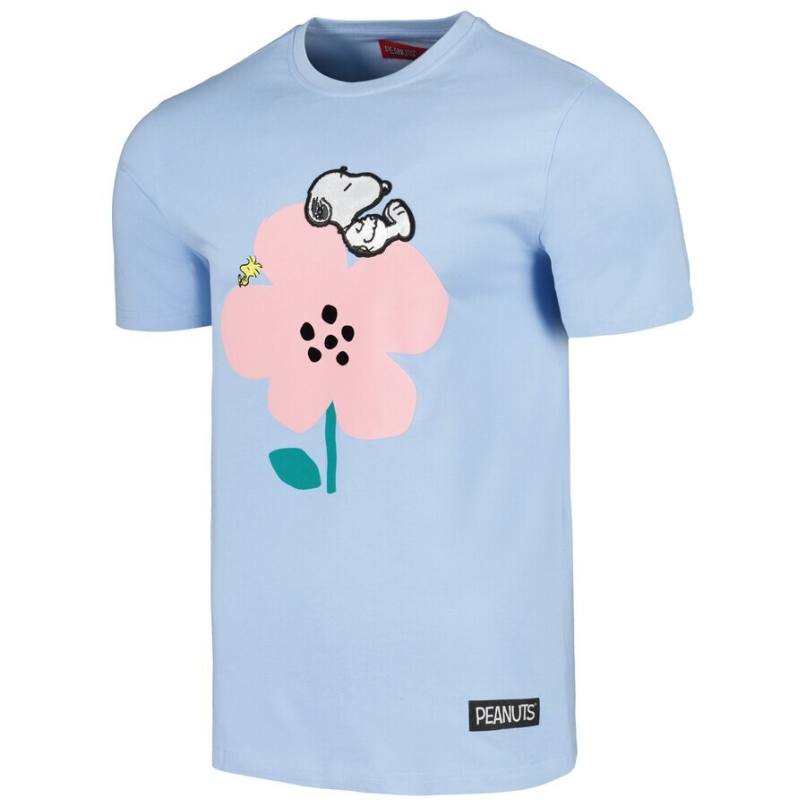 Peanuts Freeze Max Snoopy Woodstock Flower Blue T-Shirt Women’s SMALL
