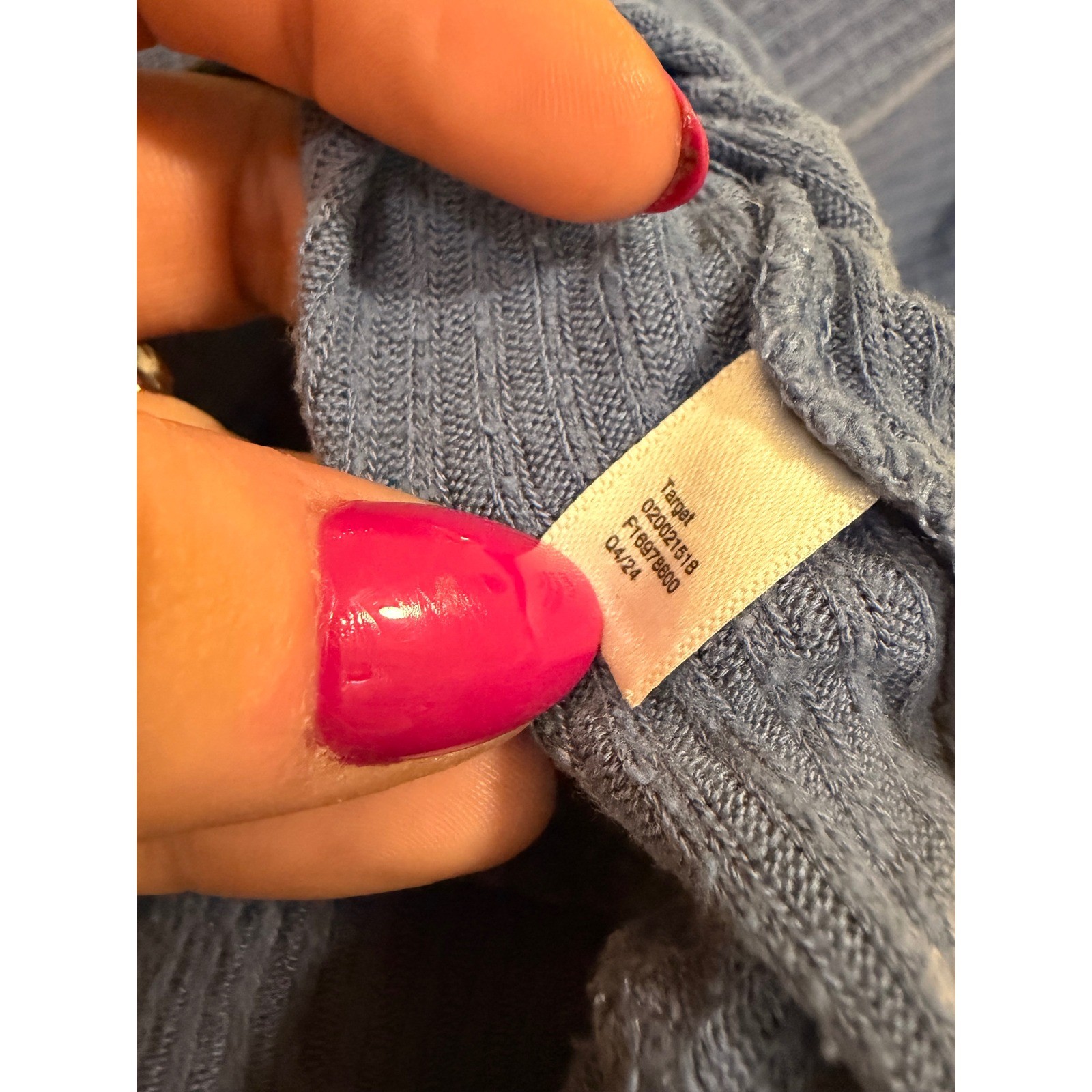 Target Auden Blue Ribbed Knit Long Sleeve V-Neck Lounge Top