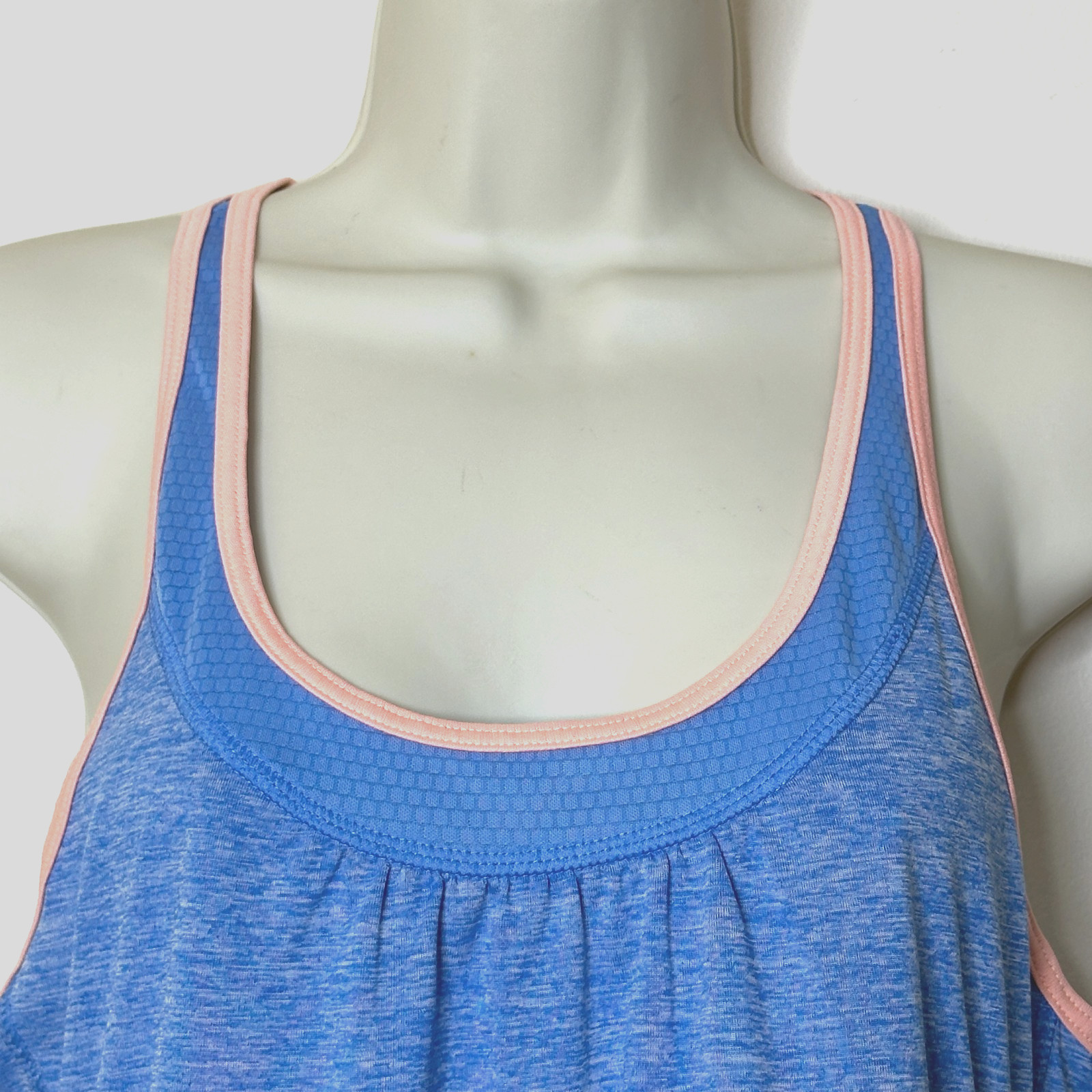 Avia Heather Blue Peach Cinched Sides Workout Yoga Racerback Tank Top Women’s M